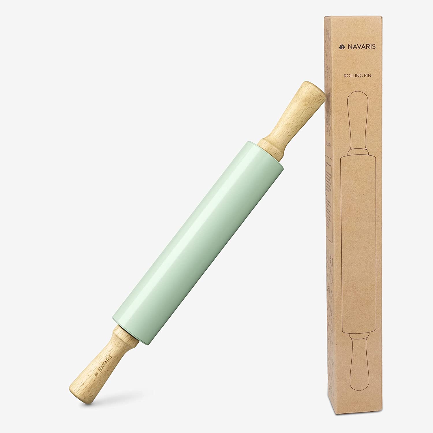 Navaris Πλάστης από Ανοξείδωτο ατσάλι με Ξύλινες Λαβές - Mint Green - 52018.01.71
