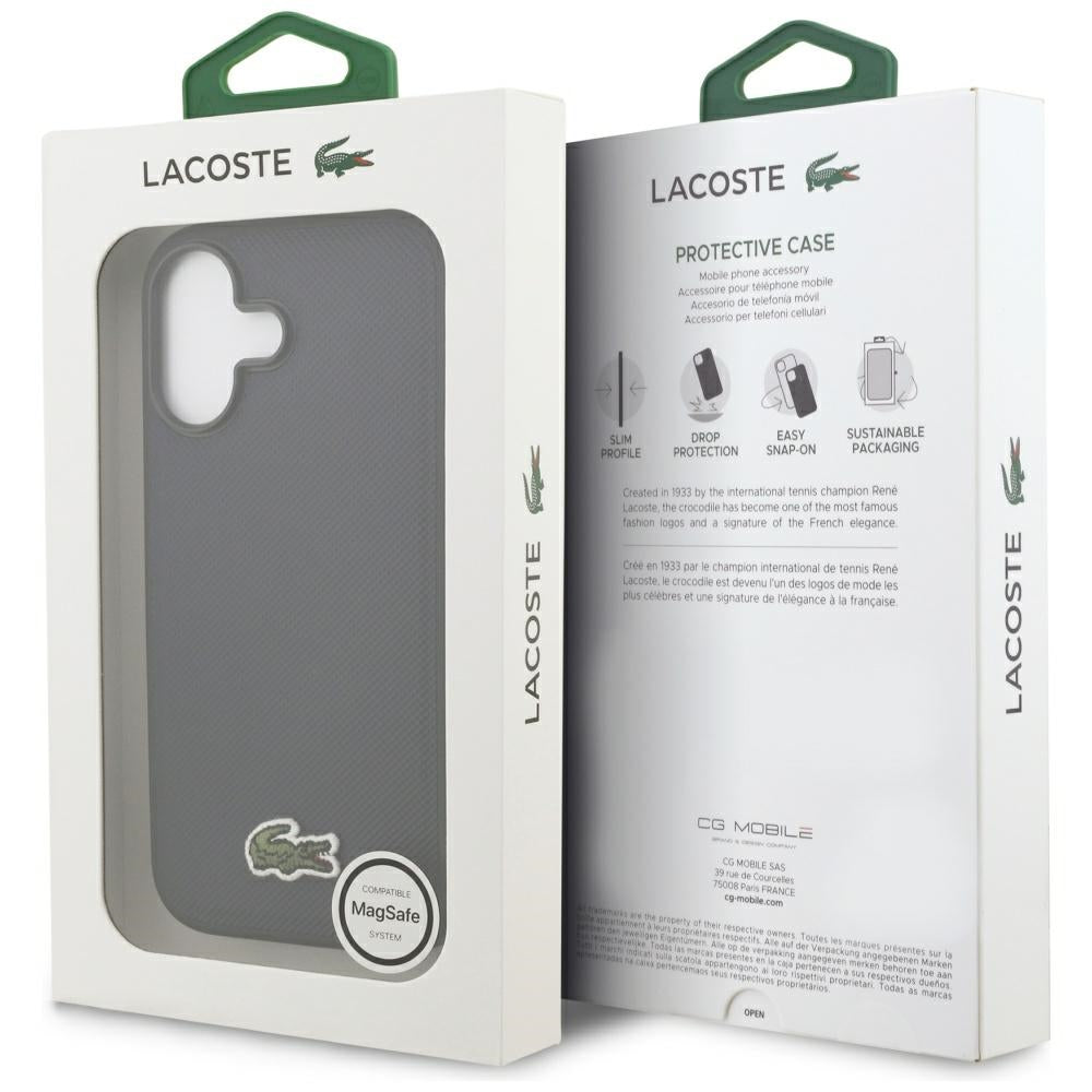Lacoste iPhone 17 - Iconic Petit Pique Woven Logo MagSafe - Σκληρή Θήκη με Πλαίσιο Σιλικόνης - Navy Blue