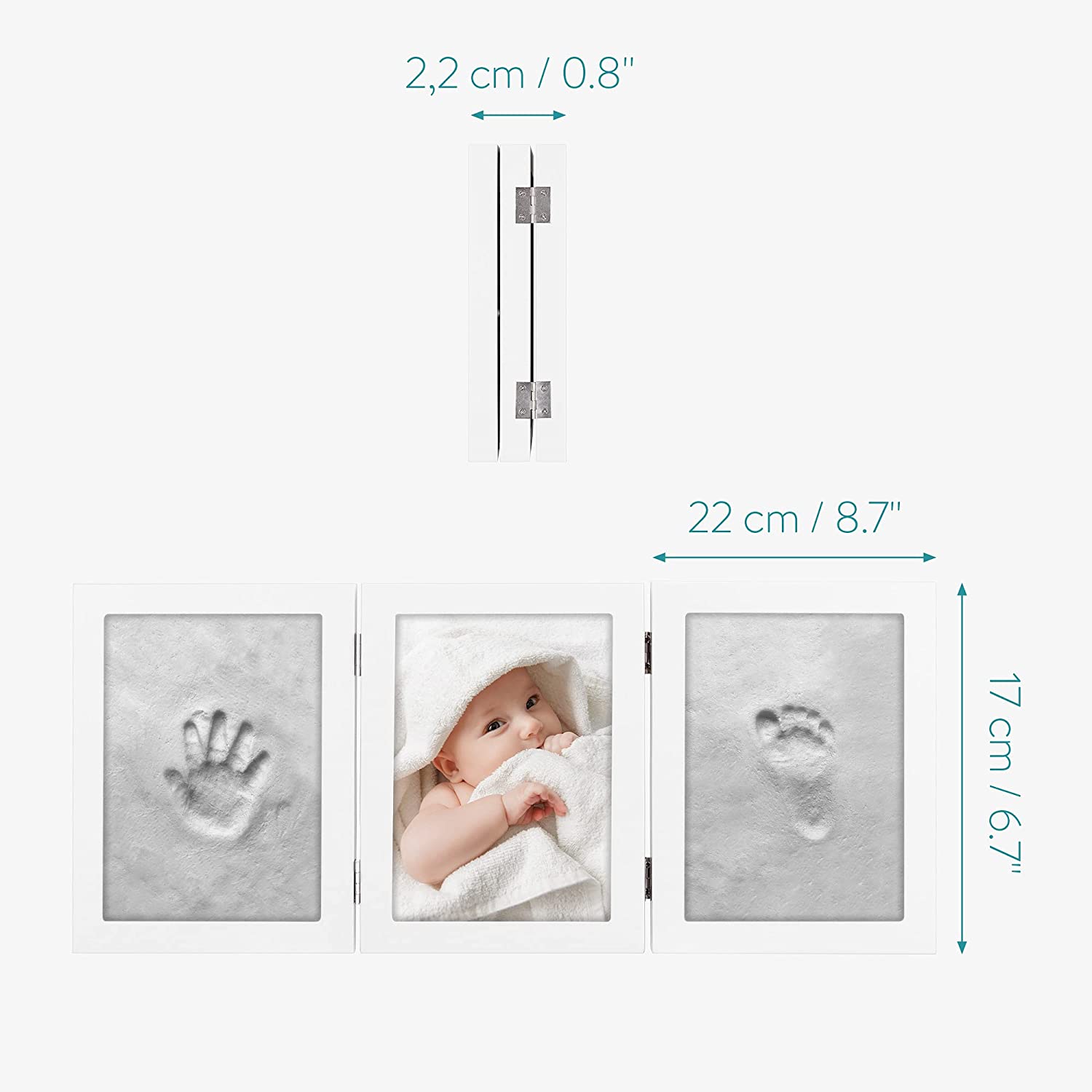 Navaris Σετ Κορνιζών από Πηλό για Αποτύπωμα Μωρού - White - 51822.02