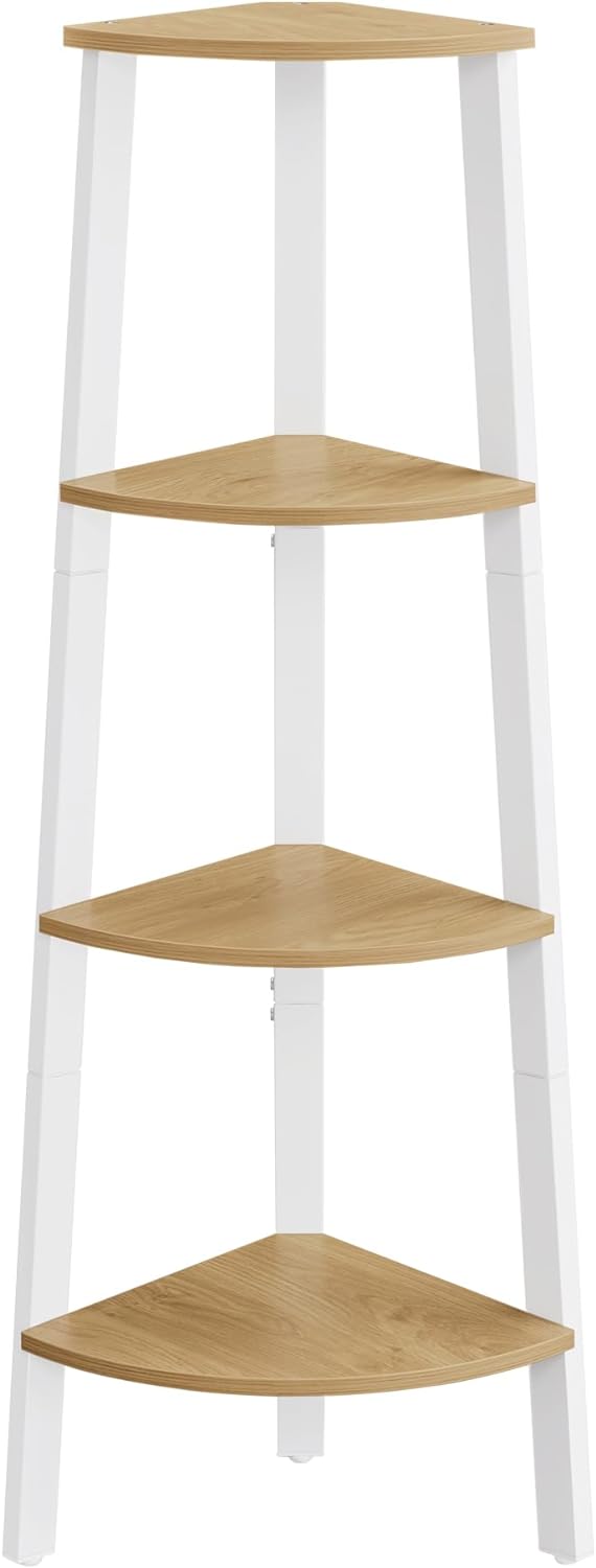 Vasagle Γωνιακή Ραφιέρα με 4 Ράφια - Natural Oak / Matte White - LLS034Y70