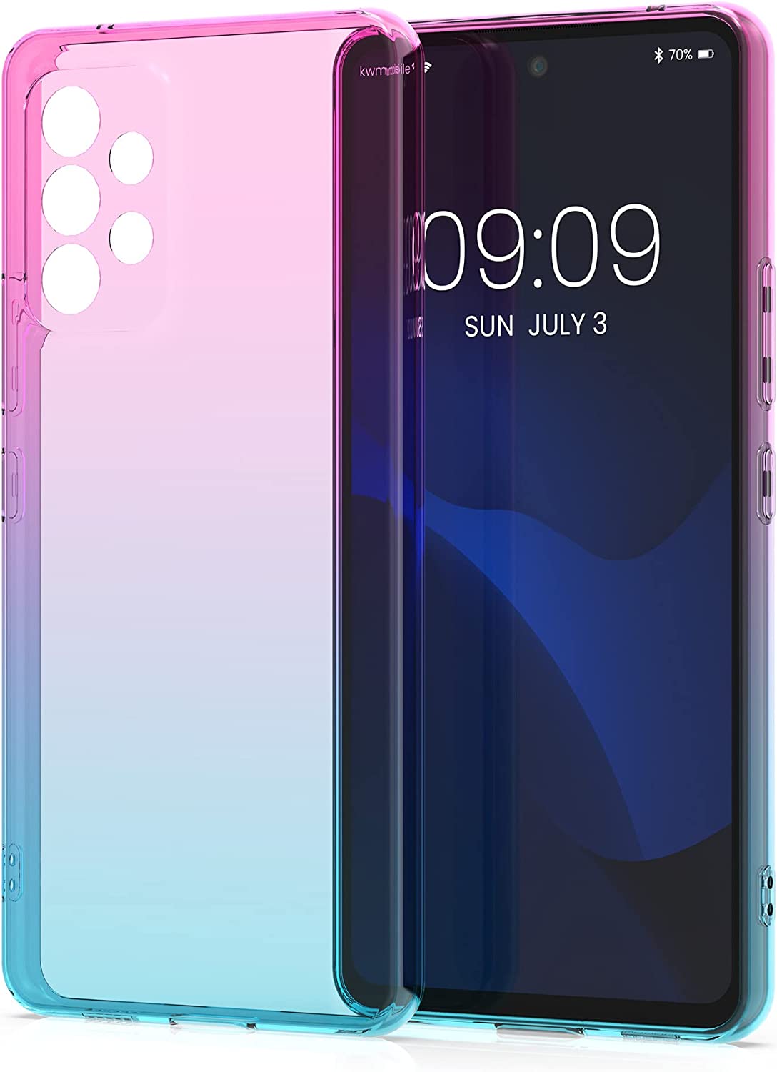 KW Samsung Galaxy A53 5G Θήκη Σιλικόνης TPU Design Two Colors - Pink / Blue / Διάφανη - 58626.01