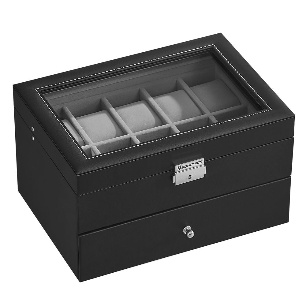 Songmics Κουτί Αποθήκευσης 2 Επιπέδων για 20 Ρολόγια - Black / Grey - JWB020