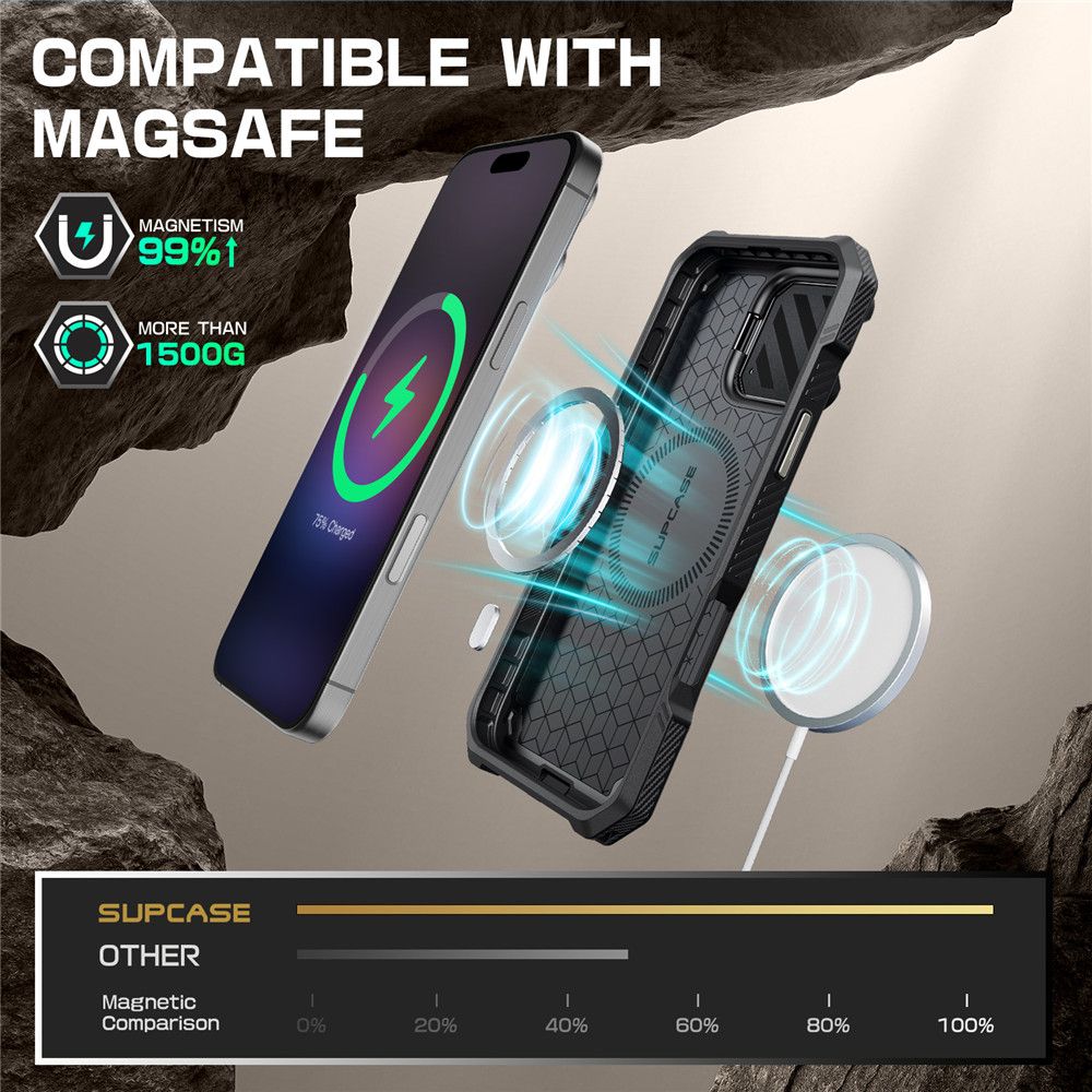 Supcase iPhone 16 Pro Max UB XT Mag Σκληρή Θήκη με Ανοιγόμενο Κάλυμμα Κάμερας / Stand και MagSafe - Titan Grey