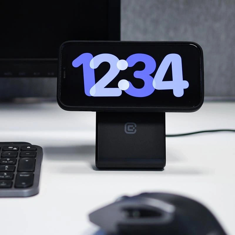 Crong MagSpot Stand 2 σε 1 Ασύρματος MagSafe Φορτιστής για iPhone και AirPods - Black