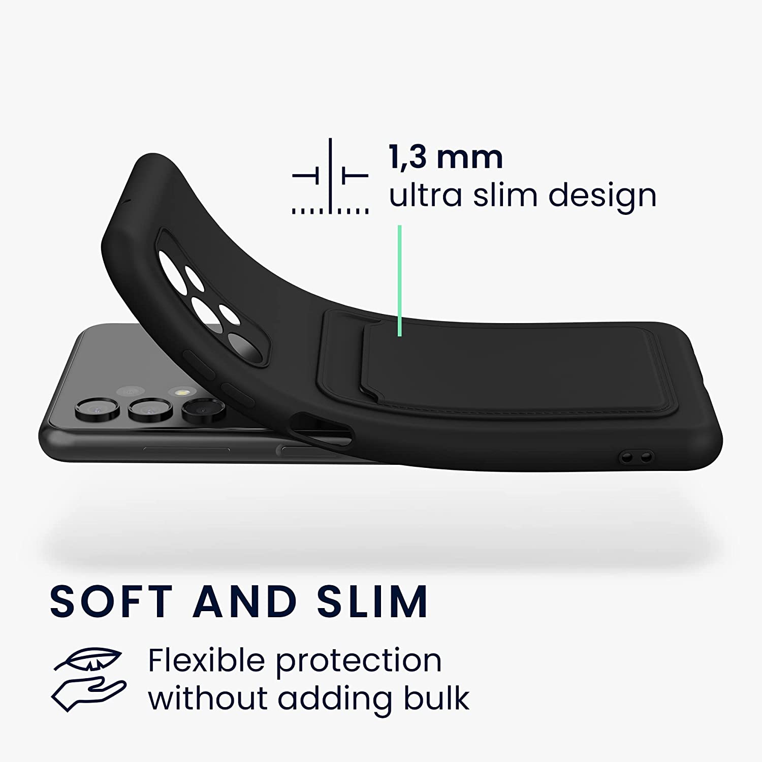 KW Samsung Galaxy A13 4G Θήκη Σιλικόνης TPU με Υποδοχή για Κάρτα - Black - 58144.01