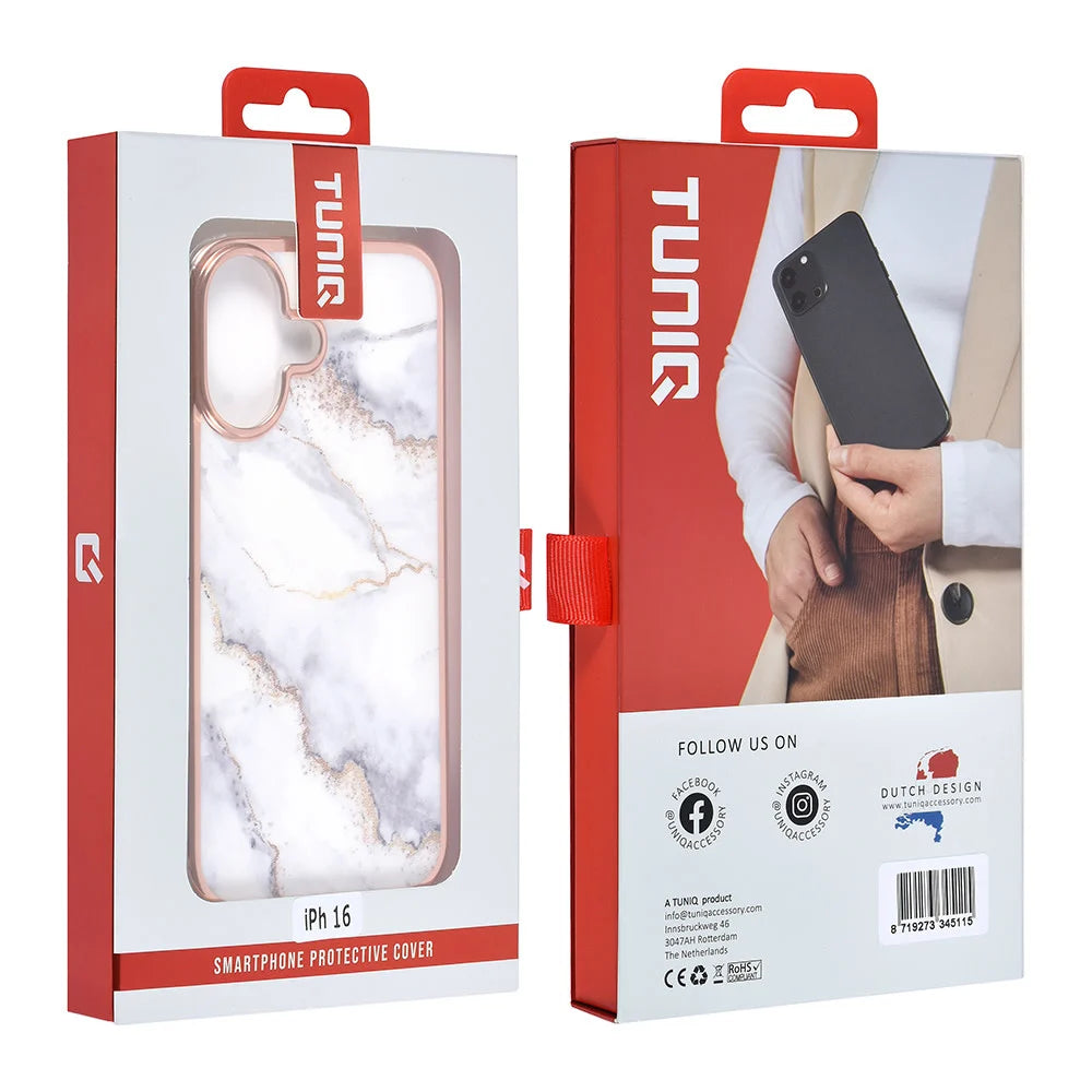 Tuniq iPhone 16 Silicone Θήκη Σιλικόνης - Marble / White