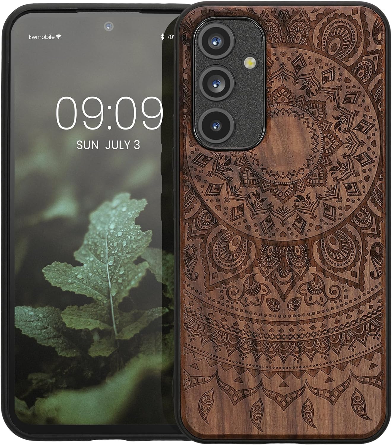 KW Samsung Galaxy A54 5G Θήκη από Φυσικό Ξύλο - Design Indian Sun - Dark Brown - 60799.04