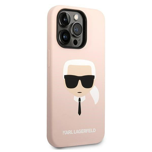 Karl Lagerfeld iPhone 14 Pro Silicone Karl's Head MagSafe Θήκη Σιλικόνης με MagSafe - Light Pink - KLHMP14LSLKHLP