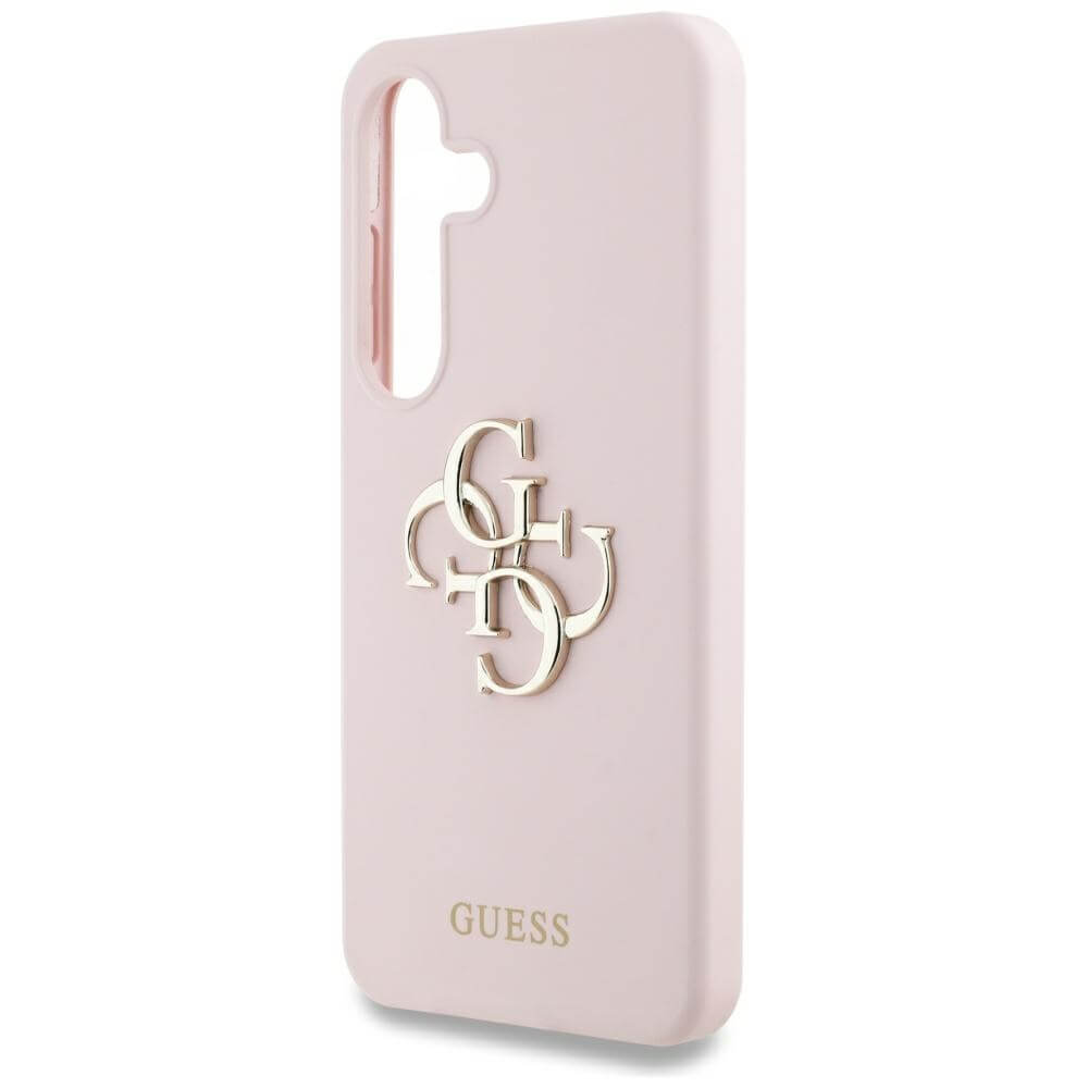 Guess Samsung Galaxy S25 - Silicone Big 4G Logo Bottom Script - Σκληρή Θήκη με Πλαίσιο Σιλικόνης - Pink - GUHCS25SS4SMDP