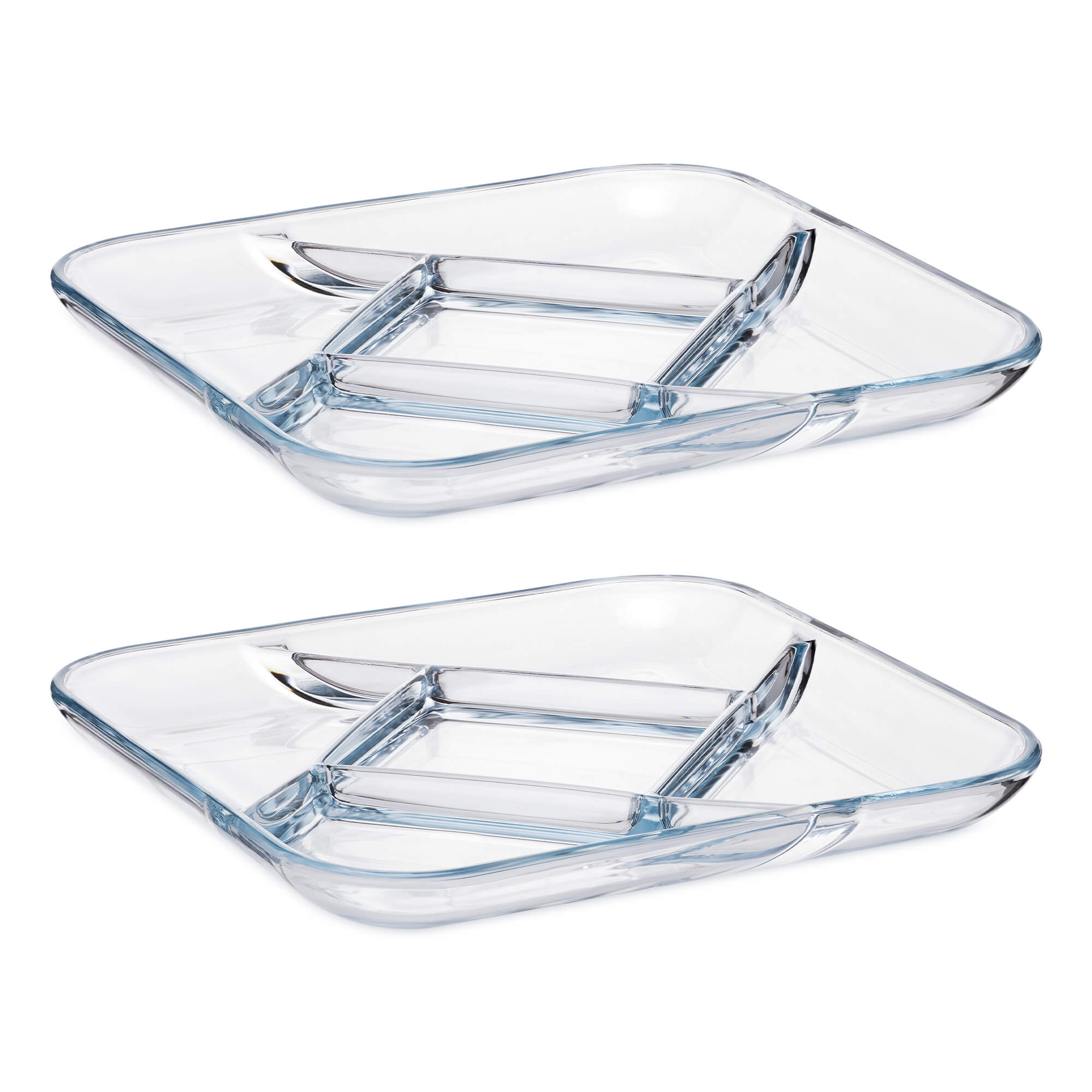 Navaris Σετ με 2 Γυάλινα Πιάτα με Διαχωριστικά - Διάφανα / Blue - 55919.02