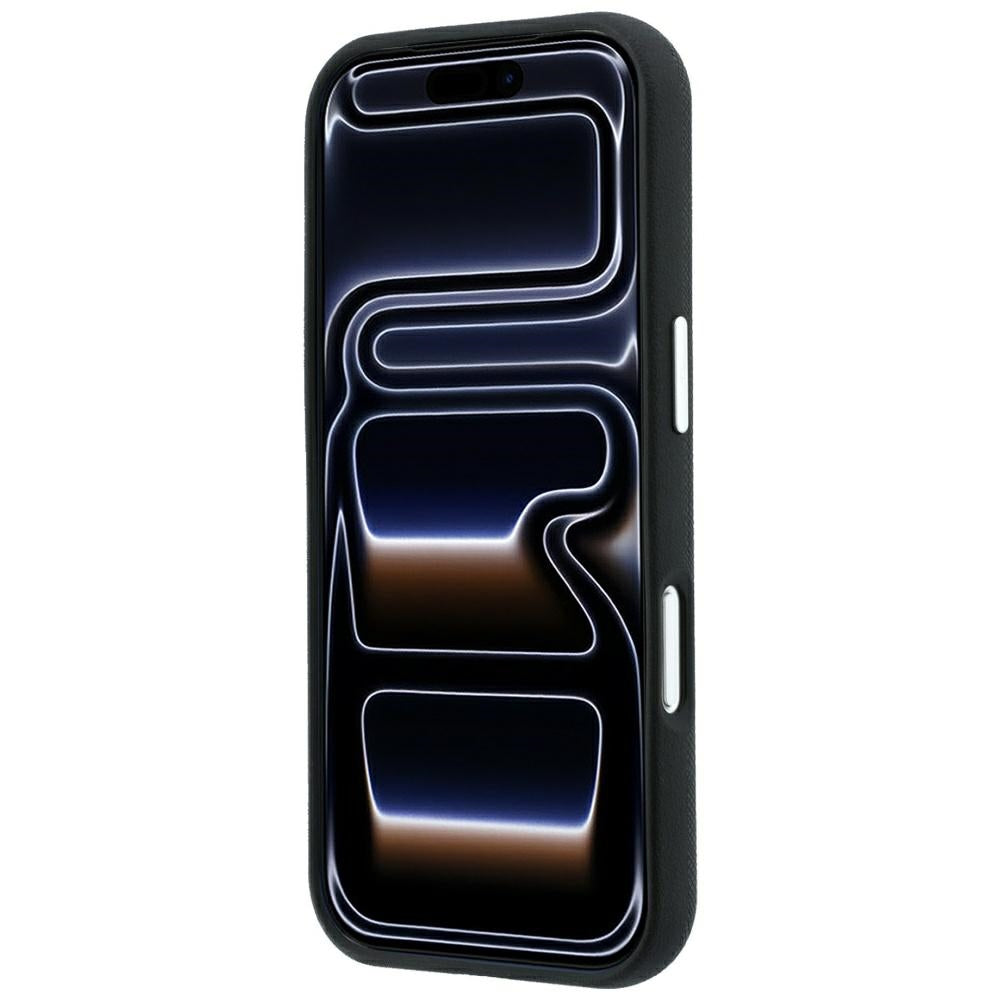 Karl Lagerfeld iPhone 18 Pro / iPhone 17 Pro - Σκληρή Θήκη με Επένδυση Συνθετικού Δέρματος και Πλαίσιο Σιλικόνης - Saffiano Double Heads Metal - Black