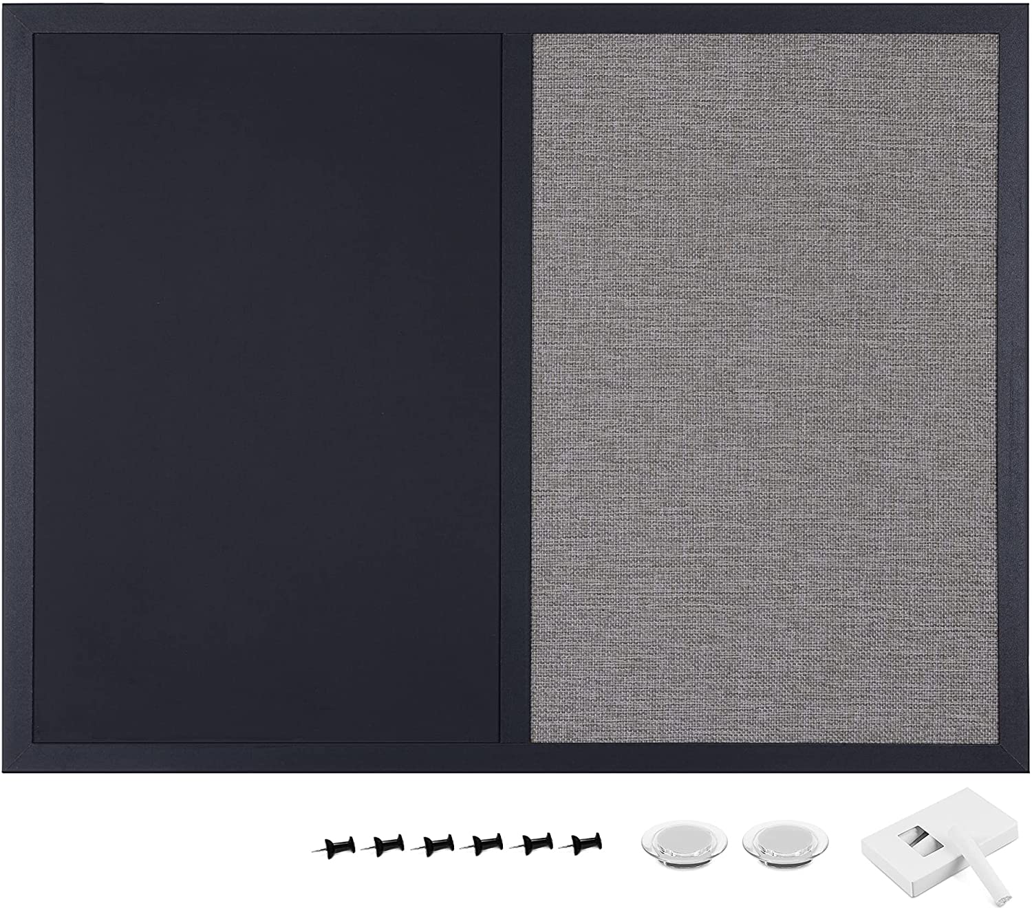 Navaris Combo Board with Chalk and Fabric Boards - Διπλός Πίνακας Ανακοινώσεων με Μαγνητικό Μαυροπίνακα και Πίνακα από Ύφασμα - Black / Beige - 51755.6.11