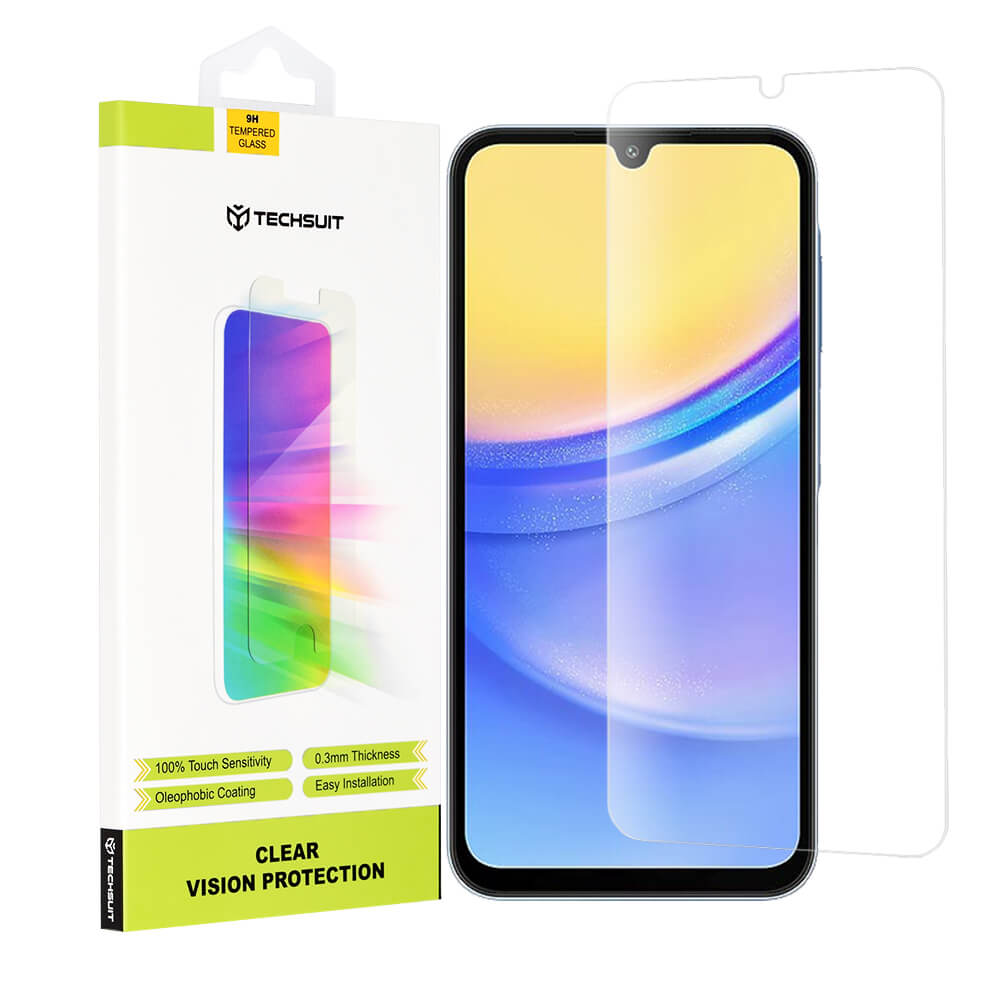 Techsuit Samsung Galaxy A15 4G / A15 5G / A24 / A25 5G / M15 - Clear Vision - Προστασία Οθόνης με Αντιχαρακτικό Γυαλί - Case Friendly - Διάφανο