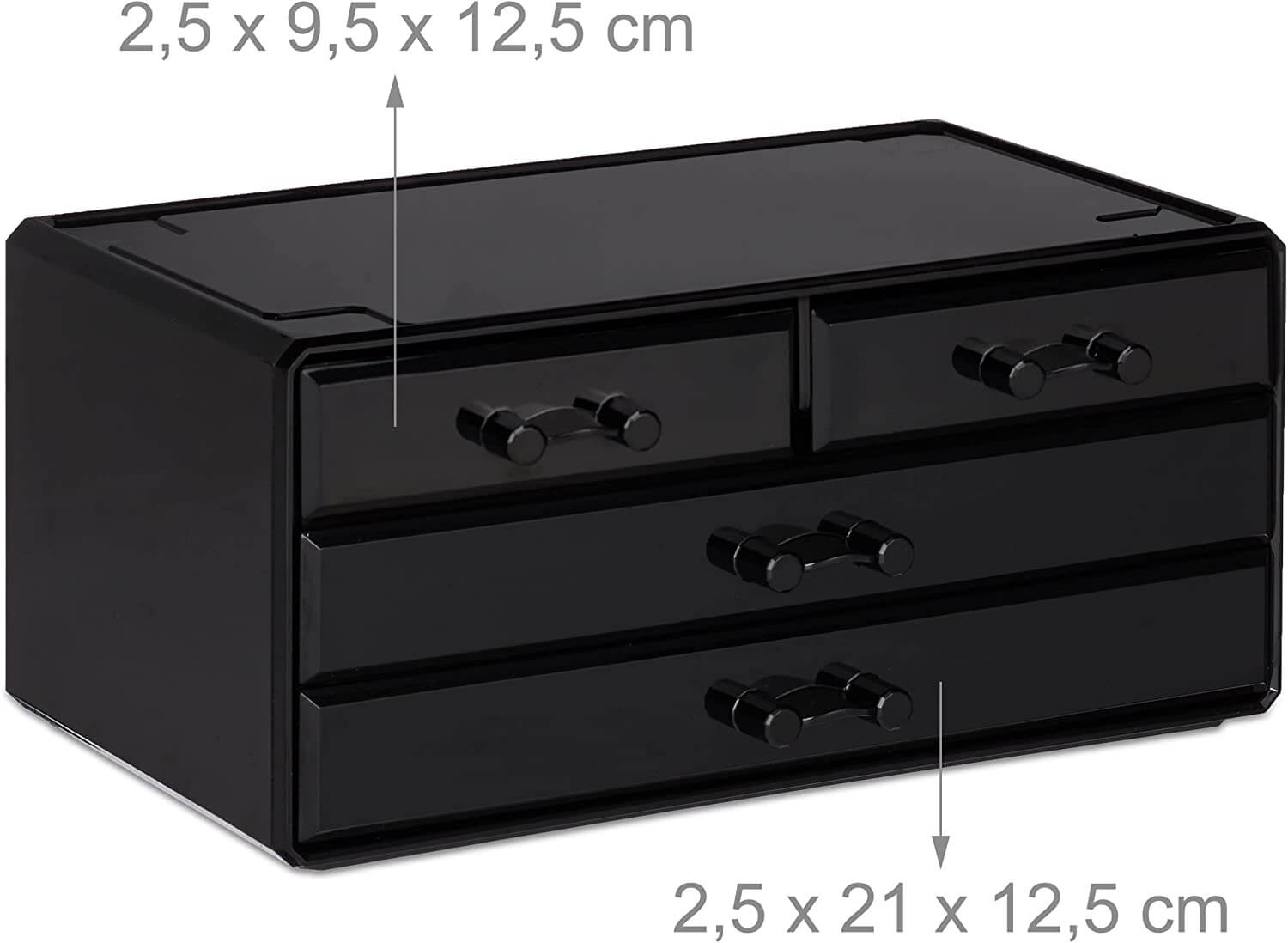 Relaxdays Ακρυλικός Οργανωτής Καλλυντικών με 4 Συρτάρια - Black - 4052025940294