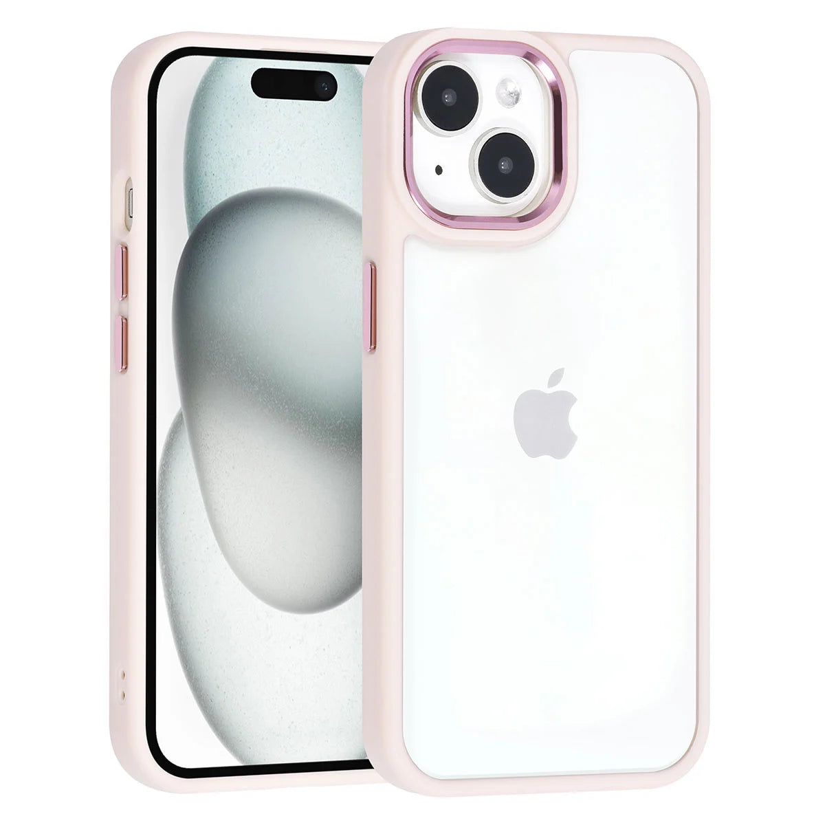 Tuniq iPhone 15 - Σκληρή Θήκη με Πλαίσιο Σιλικόνης - Ροζ / Διάφανο