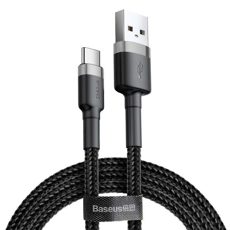 Baseus Cafule Cable Type-C 2A - Καλώδιο Δεδομένων και Φόρτισης Type-C 2M - Black / Grey - CATKLF-CG1