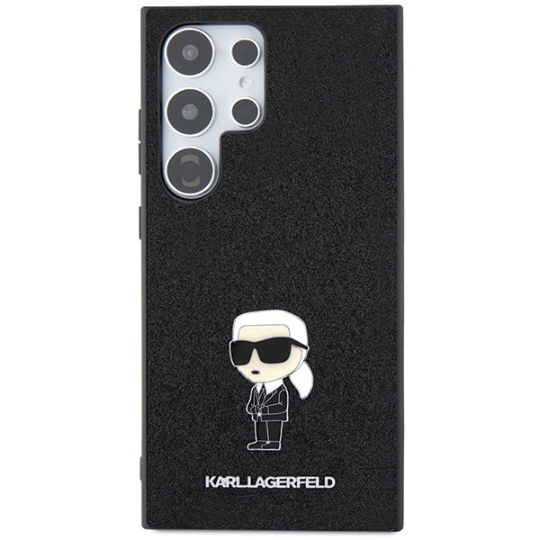 Karl Lagerfeld Samsung Galaxy S24 Ultra - Fixed Glitter Ikonik Logo Metal Pin - Σκληρή Θήκη με Πλαίσιο Σιλικόνης - Black - KLHCS24LGKNPSK - likebrands.gr