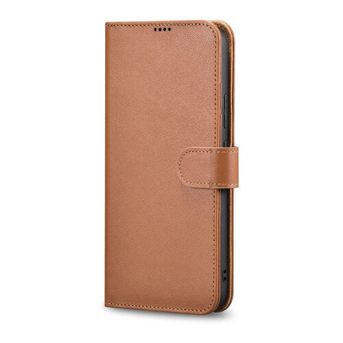 iCarer Samsung Galaxy S22 Plus Haitang Leather Θήκη Πορτοφόλι Stand από Γνήσιο Δέρμα - Brown