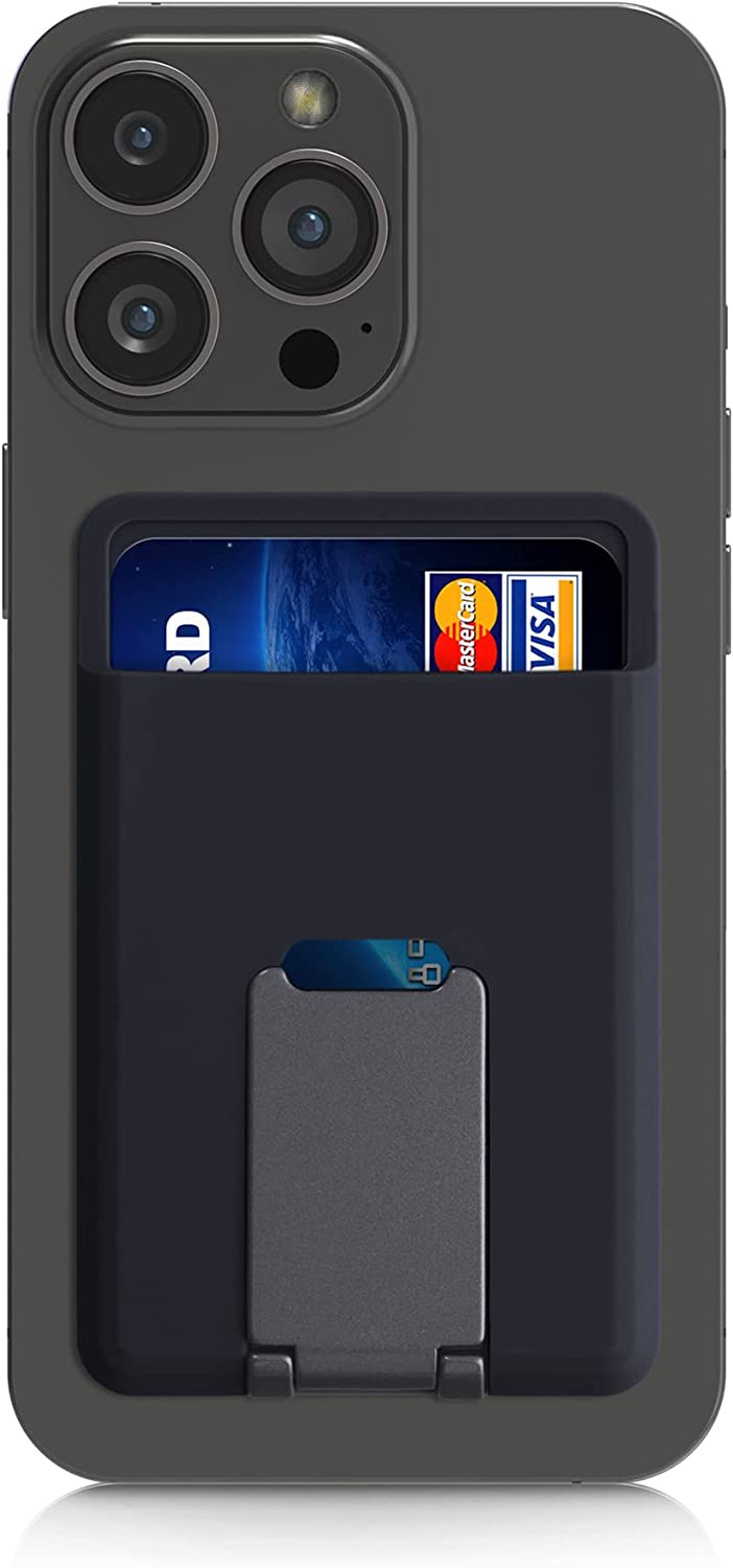 KW iPhone Μαγνητική Θήκη από Σιλικόνη για Πιστωτικές Κάρτες με Stand - Dark Blue - 58791.17