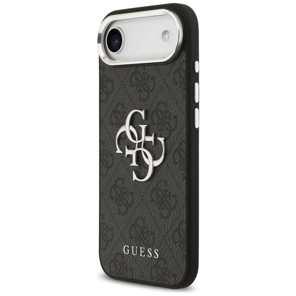 Guess iPhone Air - 4G Big 4G Classic Logo - Σκληρή Θήκη με Πλαίσιο Σιλικόνης και Επένδυση από Οικολογικό Δέρμα - Black / Silver - GUHCP17MP4G4SMCK
