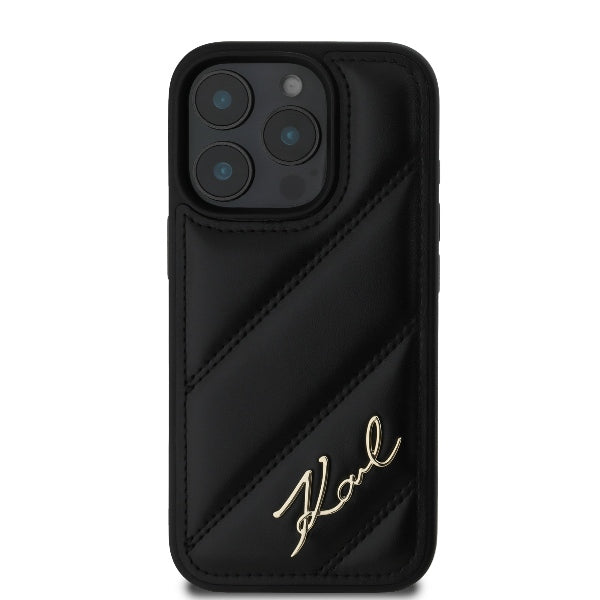 Karl Lagerfeld iPhone 16 Pro Max - Quilted Signature - Θήκη με Επένδυση Συνθετικού Δέρματος - Black - KLHCP16XPQDSMGK