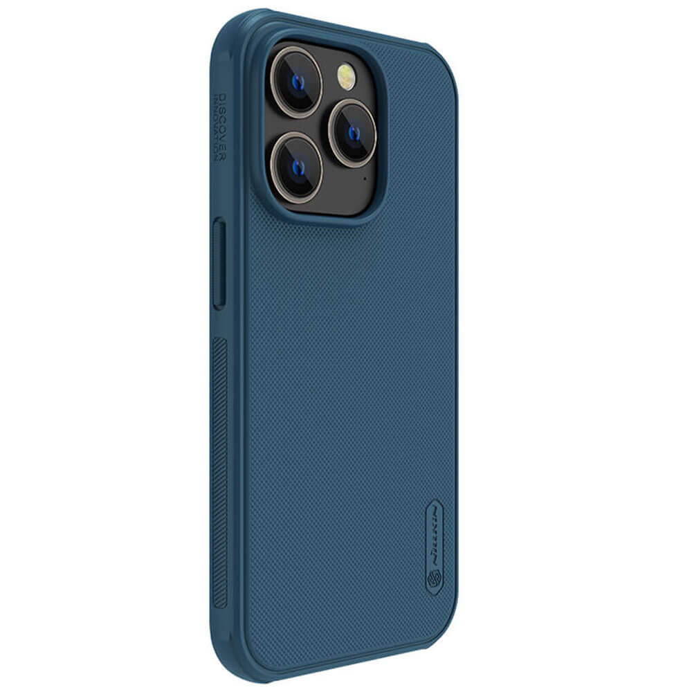 Nillkin iPhone 14 Pro Super Frosted Shield Pro Σκληρή Θήκη με Πλαίσιο Σιλικόνης - Blue