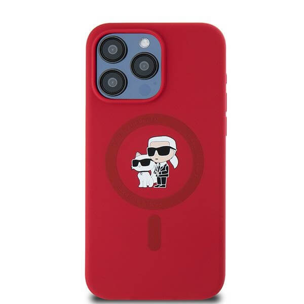 Karl Lagerfeld iPhone 15 Pro Max - Silicone Karl and Choupette - Θήκη Σιλικόνης με MagSafe - Red - KLHMP15XSCMKCRHK