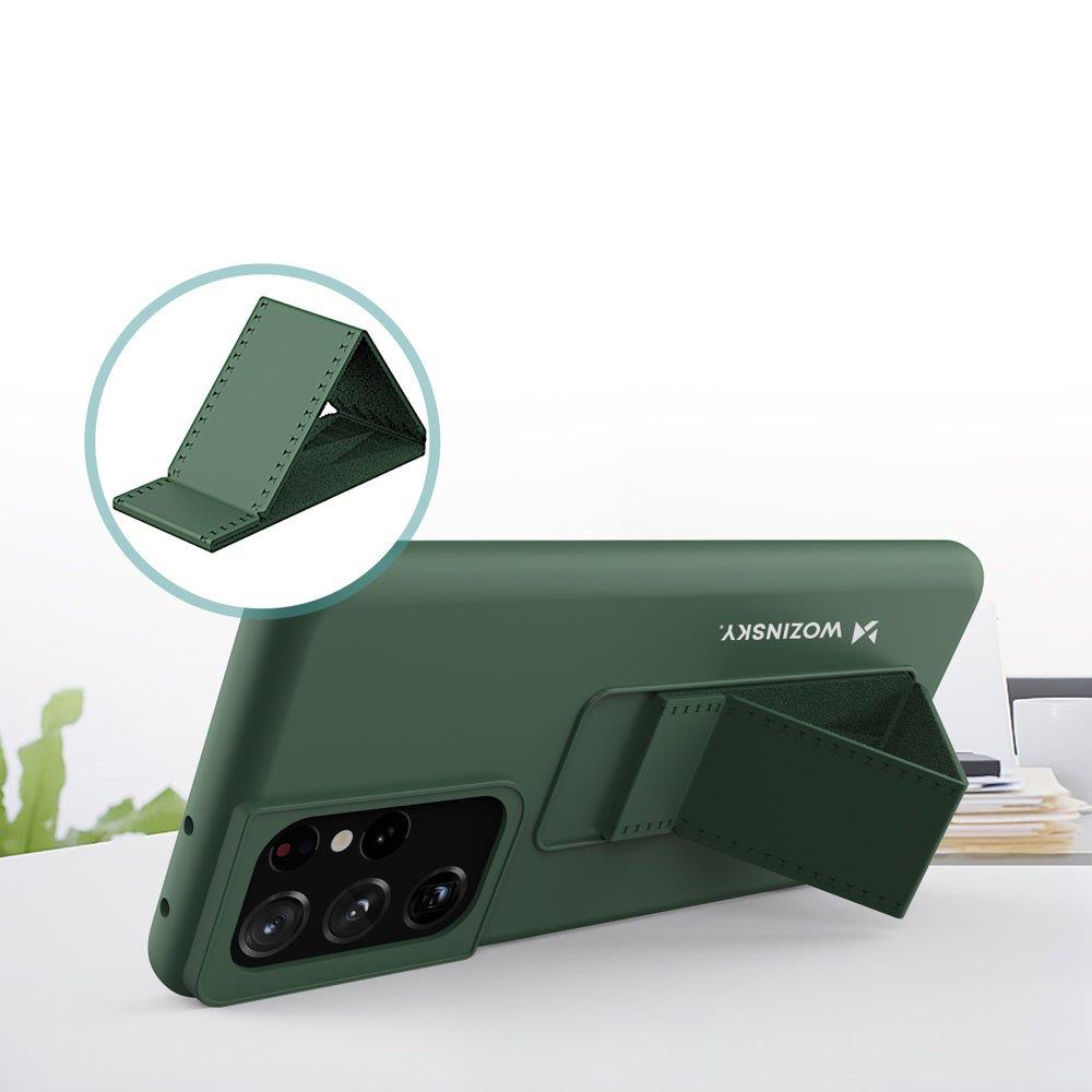 Wozinsky Samsung Galaxy S21 Ultra Kickstand Case - Θήκη Σιλικόνης με Finger Holder και Stand - Navy Blue