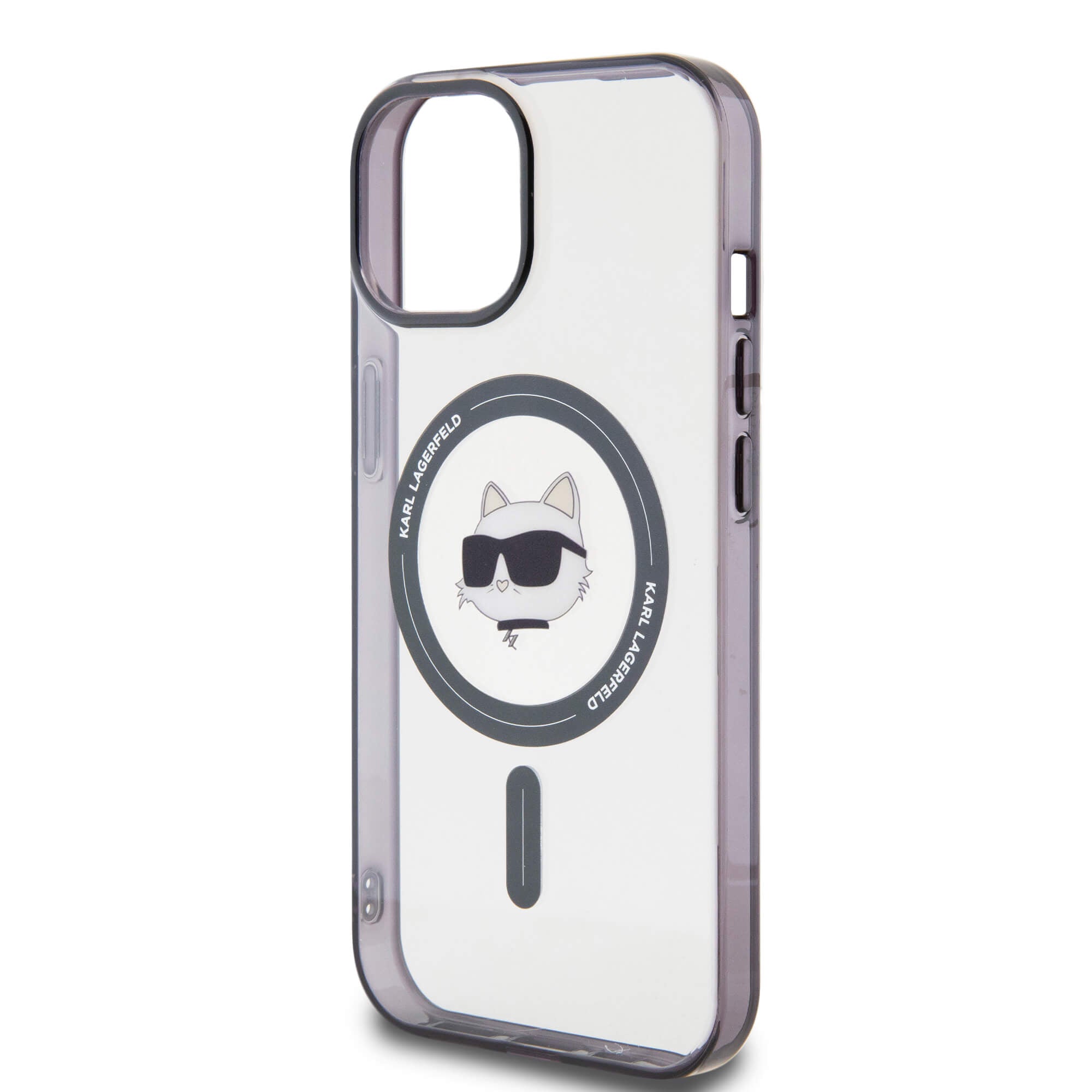 Karl Lagerfeld iPhone 15 Plus / 14 Plus - IML Choupette`s Head MagSafe Σκληρή Θήκη με Πλαίσιο Σιλικόνης και MagSafe - Διάφανη / Black - KLHMP15MHCHNOTK
