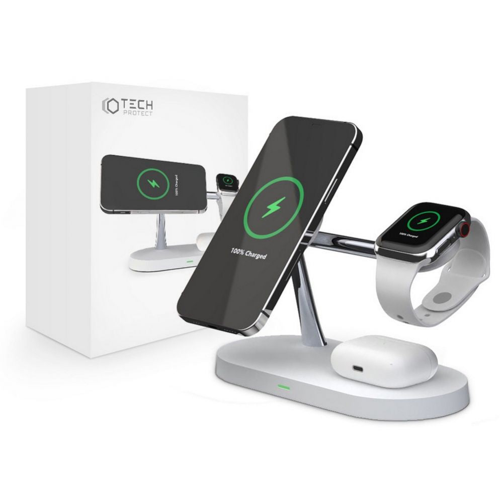 Tech-Protect A12 3in1 Ασύρματος Μαγνητικός Φορτιστής MagSafe 15W - White