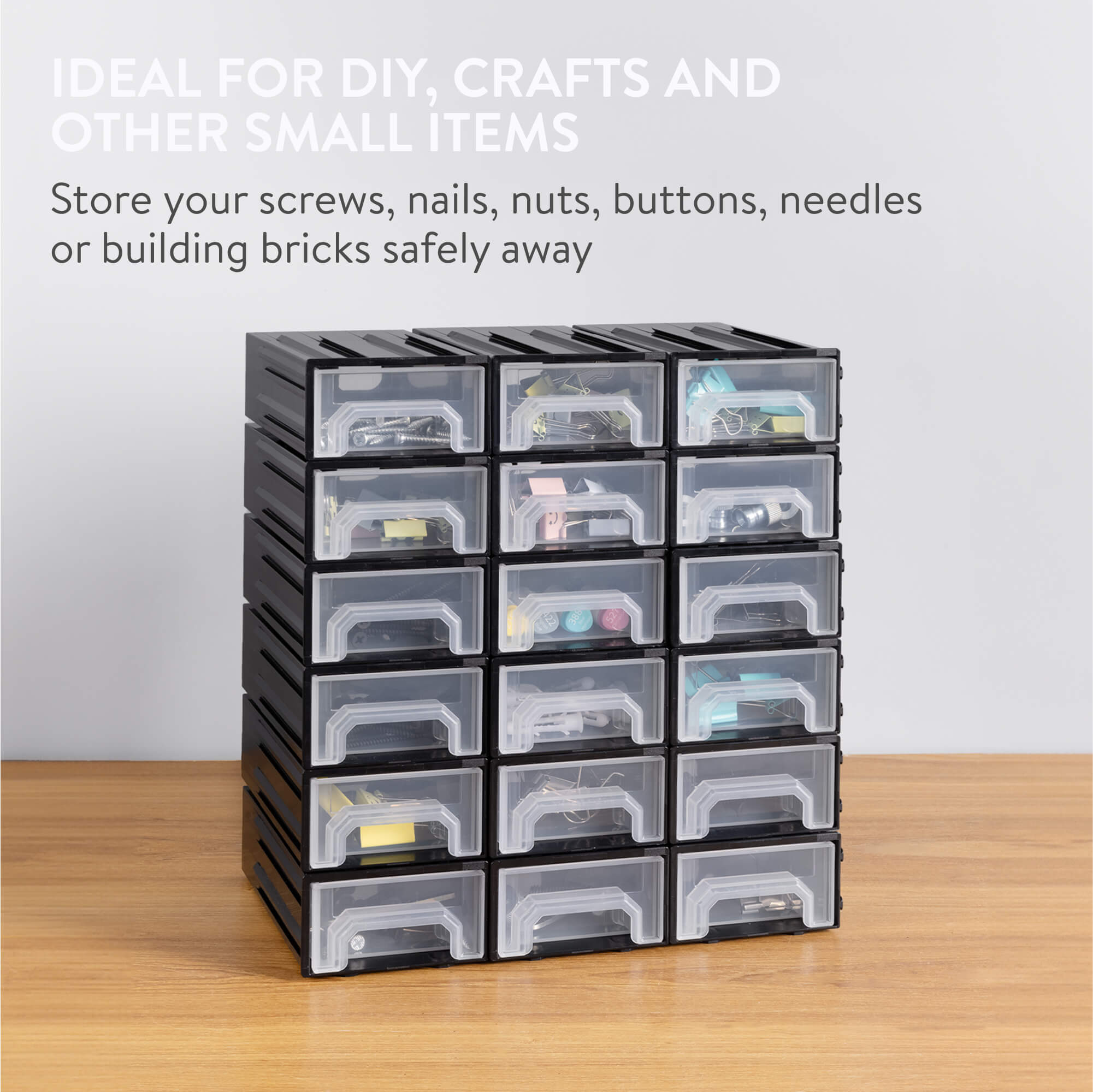 Navaris Σετ με 18 Συρτάρια Οργάνωσης - 15 x 8.6 x 4.9 cm - Black - 61952.01