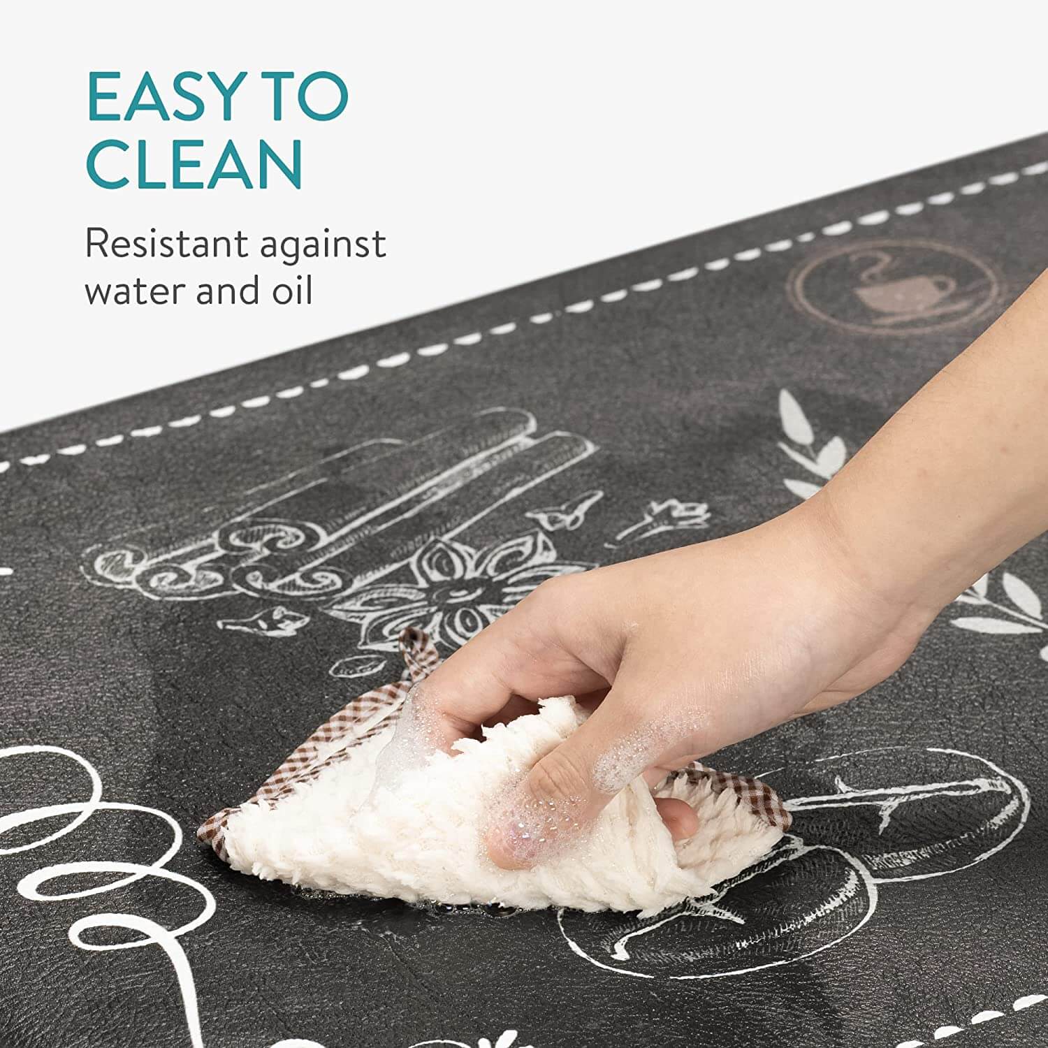 Navaris Σετ με 2 Αντιολισθητικά Χαλάκια Κουζίνας σε Διαφορετικά Μεγέθη - Design Coffee Time - Multicolor - 59323.02