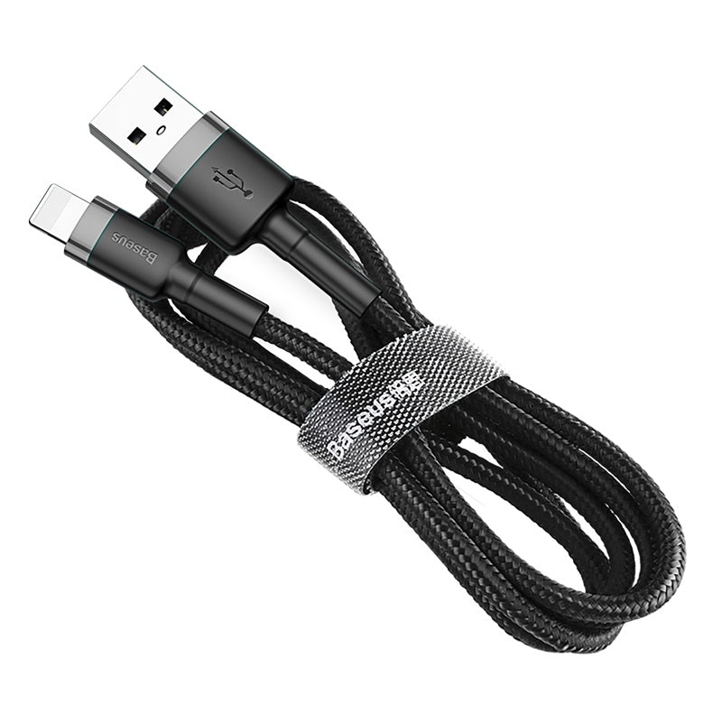 Baseus Cafule Cable Lightning 2.4A - Καλώδιο Δεδομένων και Φόρτισης Lightning 1M για iPhone - Black / Grey - CALKLF-BG1