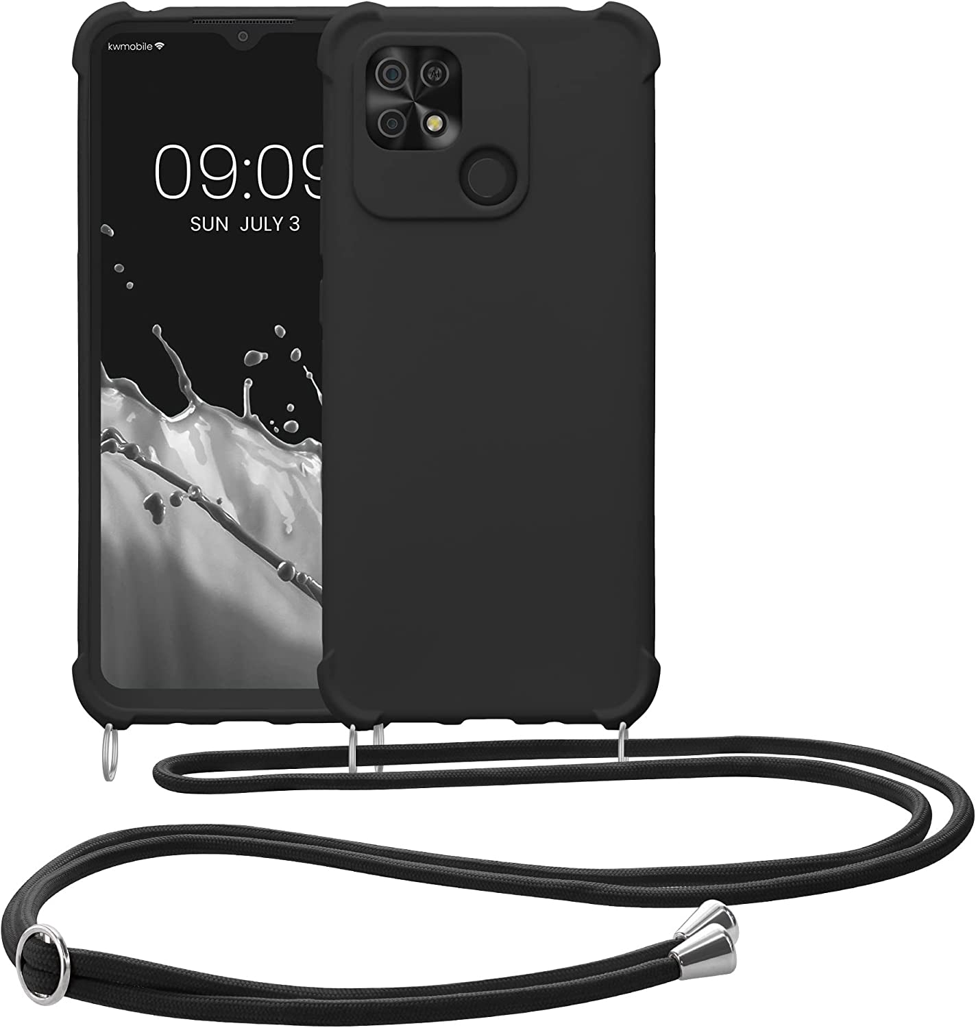 KW Xiaomi Redmi 10C Θήκη Σιλικόνης TPU με Λουράκι - Black - 59233.01