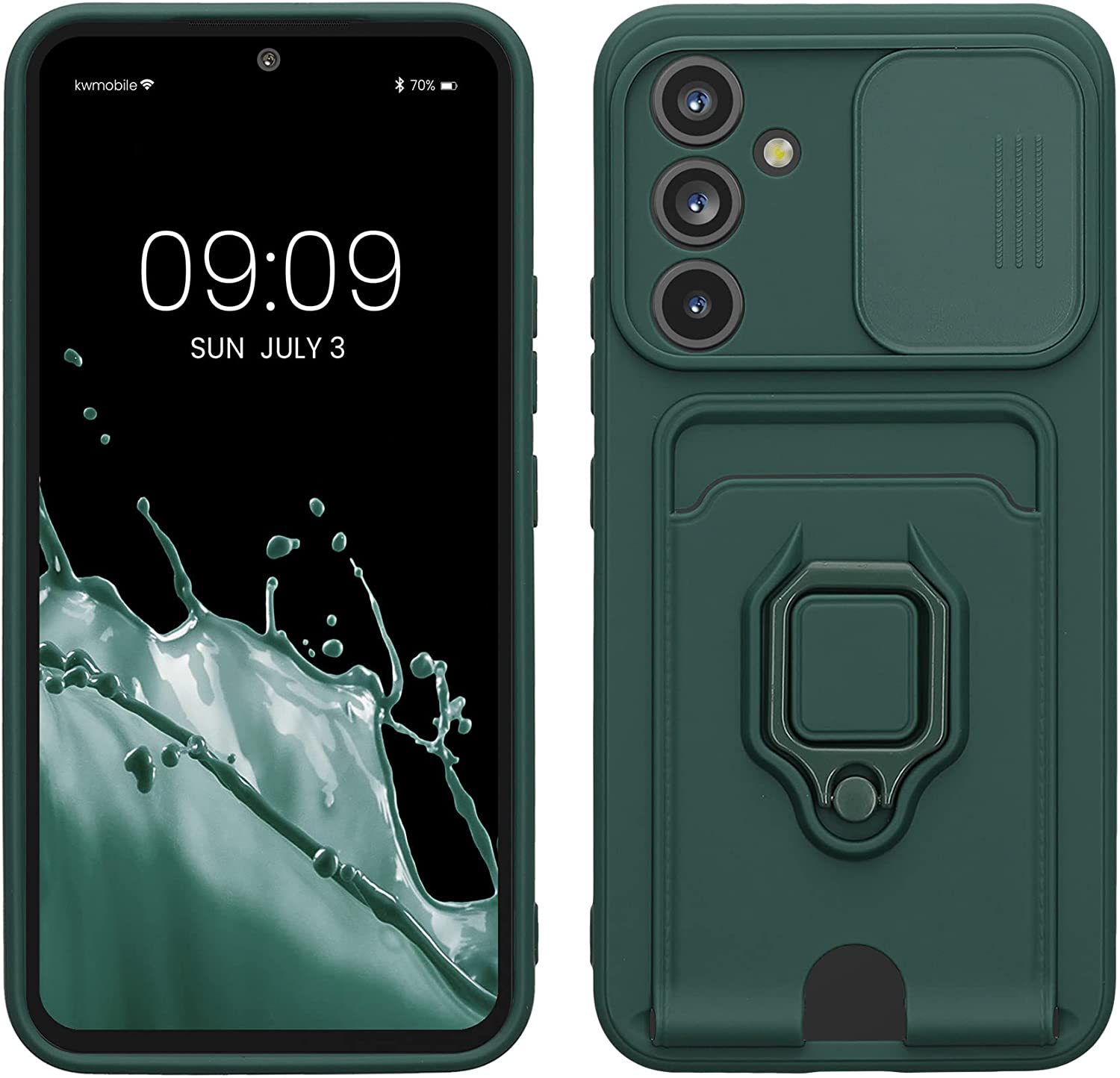 KW Samsung Galaxy A54 5G Θήκη Σιλικόνης με Κάλυμμα για την Κάμερα και Δαχτυλίδι Συγκράτησης - Moss Green - 61339.169