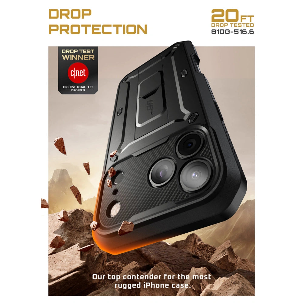 Supcase iPhone 17 Pro Max - Unicorn Beetle Pro - Σκληρή Θήκη με Προστασία Οθόνης και Stand - Black