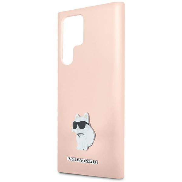 Karl Lagerfeld Samsung Galaxy S24 Ultra - Silicone Choupette Metal Pin - Σκληρή Θήκη με Πλαίσιο Σιλικόνης - Pink - KLHCS24LSMHCNPP