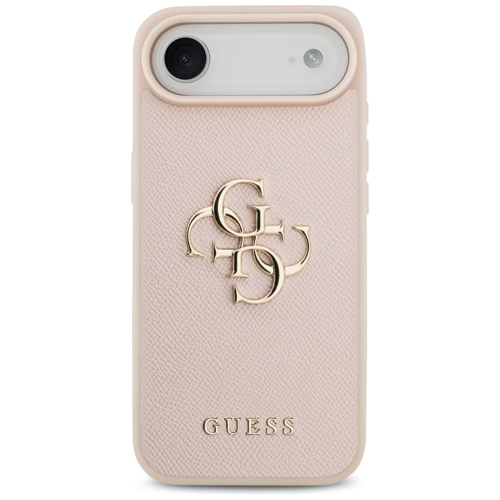 Guess iPhone Air - Grained Big 4G and Classic Logo - Σκληρή Θήκη με Επένδυση από Οικολογικό Δέρμα - Pink - GUHCP17MPGT4MBP