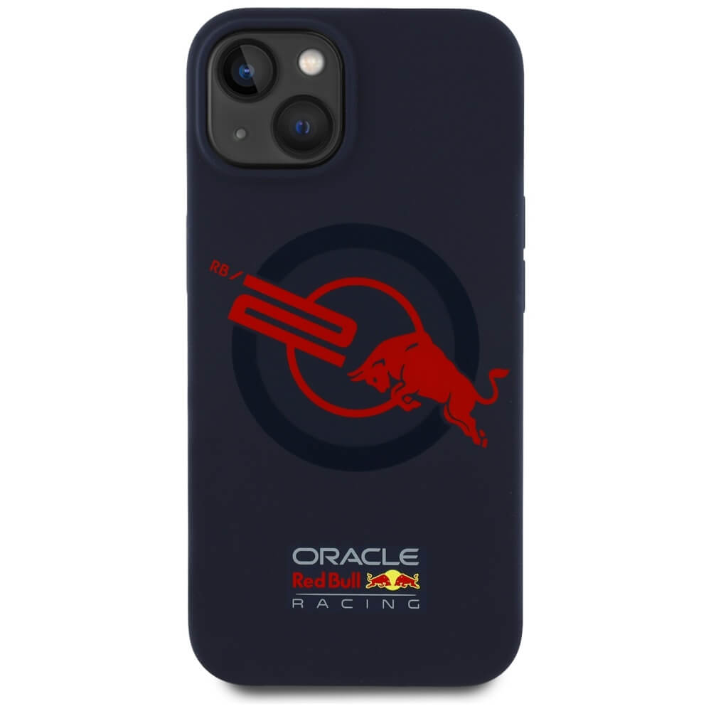 Red Bull iPhone 15 - HC Silicone ORBR20 Logo Red Lining - MagSafe Σκληρή Θήκη με Πλαίσιο Σιλικόνης - Navy Blue - RBHMP15S24SIOLVR