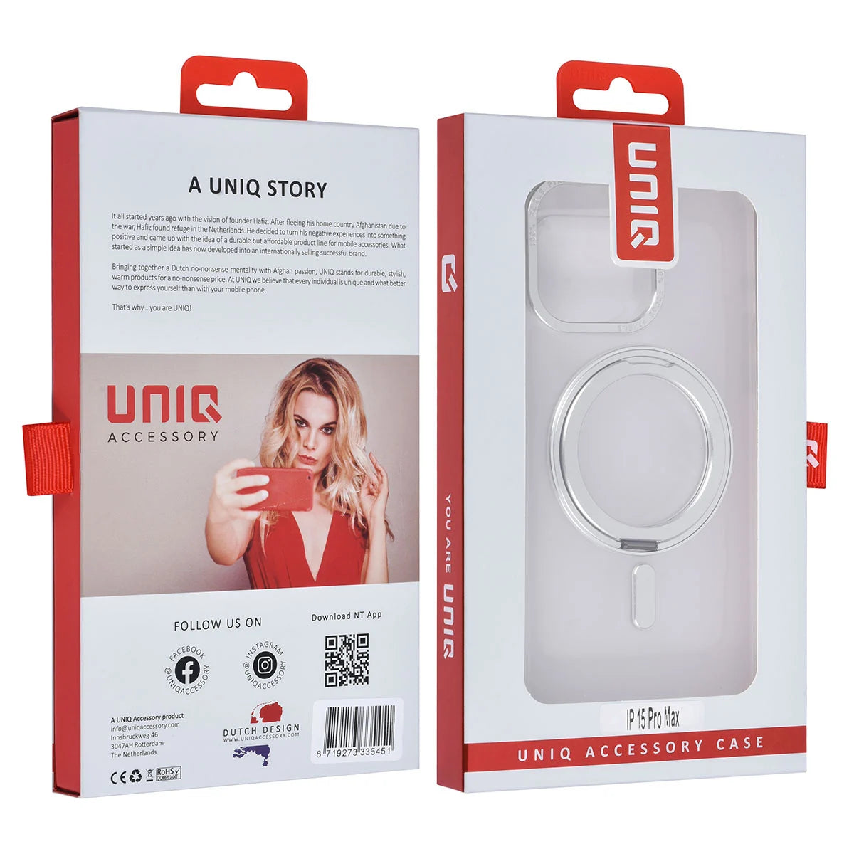 Tuniq iPhone 15 Pro Max - Σκληρή MagSafe Θήκη με Περιστρεφόμενο Δαχτυλίδι Συγκράτησης - Διάφανο / Λευκό