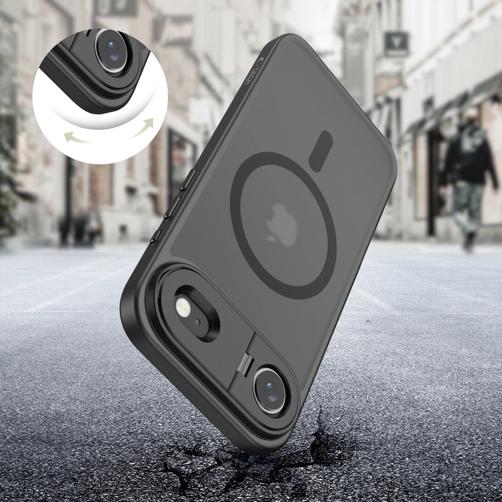 Tech-Protect iPhone Air - Magstand MagSafe - Σκληρή Θήκη με Πλαίσιο Σιλικόνης και Stand - Matte Black / Ημιδιάφανη