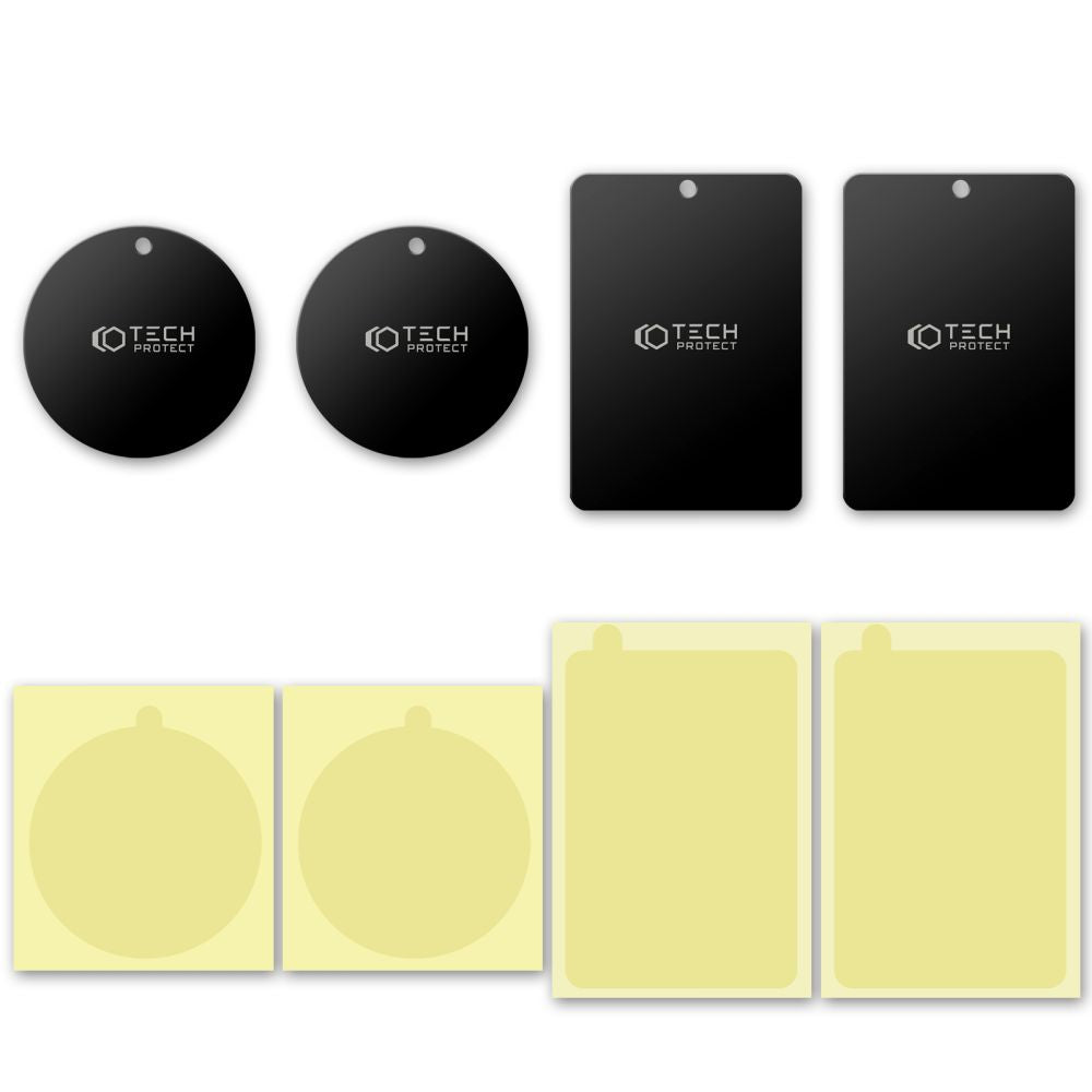 Tech-Protect MetalPlate - Σετ με 4 Μεταλλικές Πλακέτες με Αυτοκόλλητο για Μαγνητικές Βάσεις Αυτοκινήτου - Black