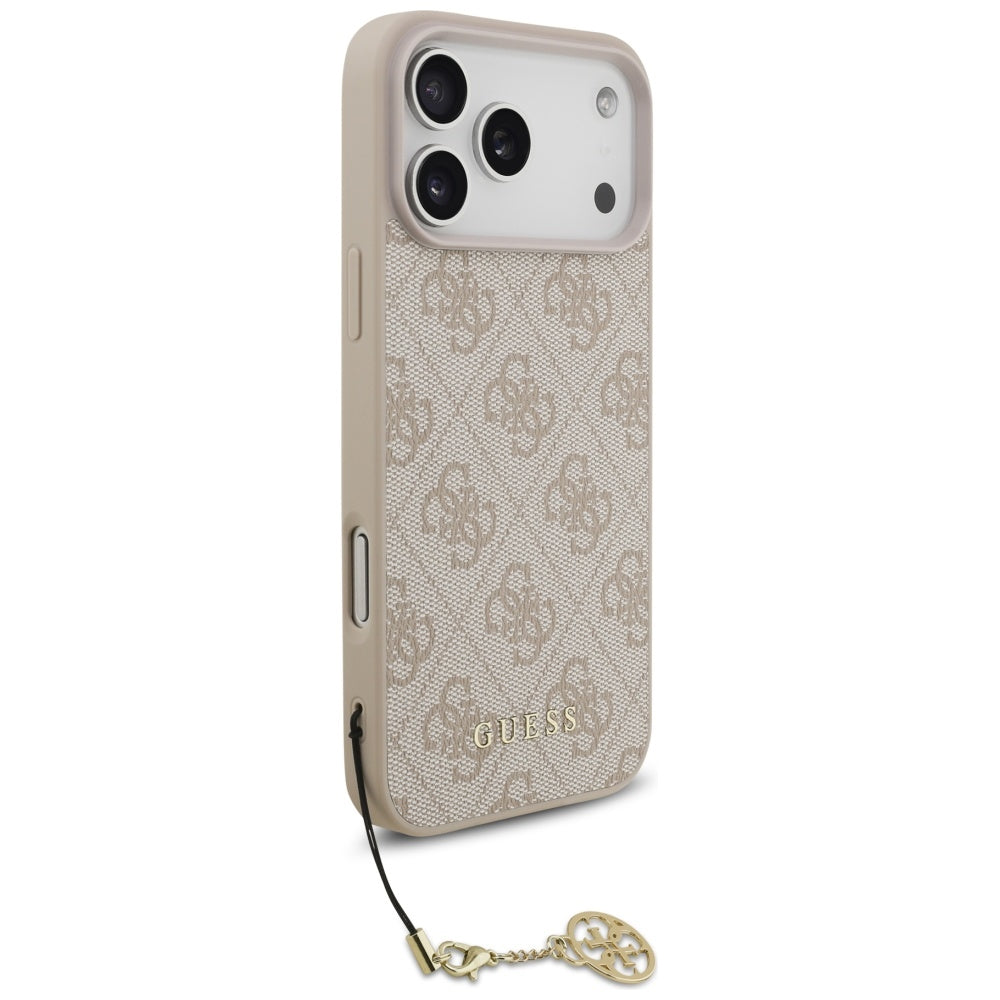 Guess iPhone 17 Pro Max - 4G Charms Collection MagSafe - Θήκη με Επένδυση Συνθετικού Δέρματος - Pink - GUHMP17XGF4GCP
