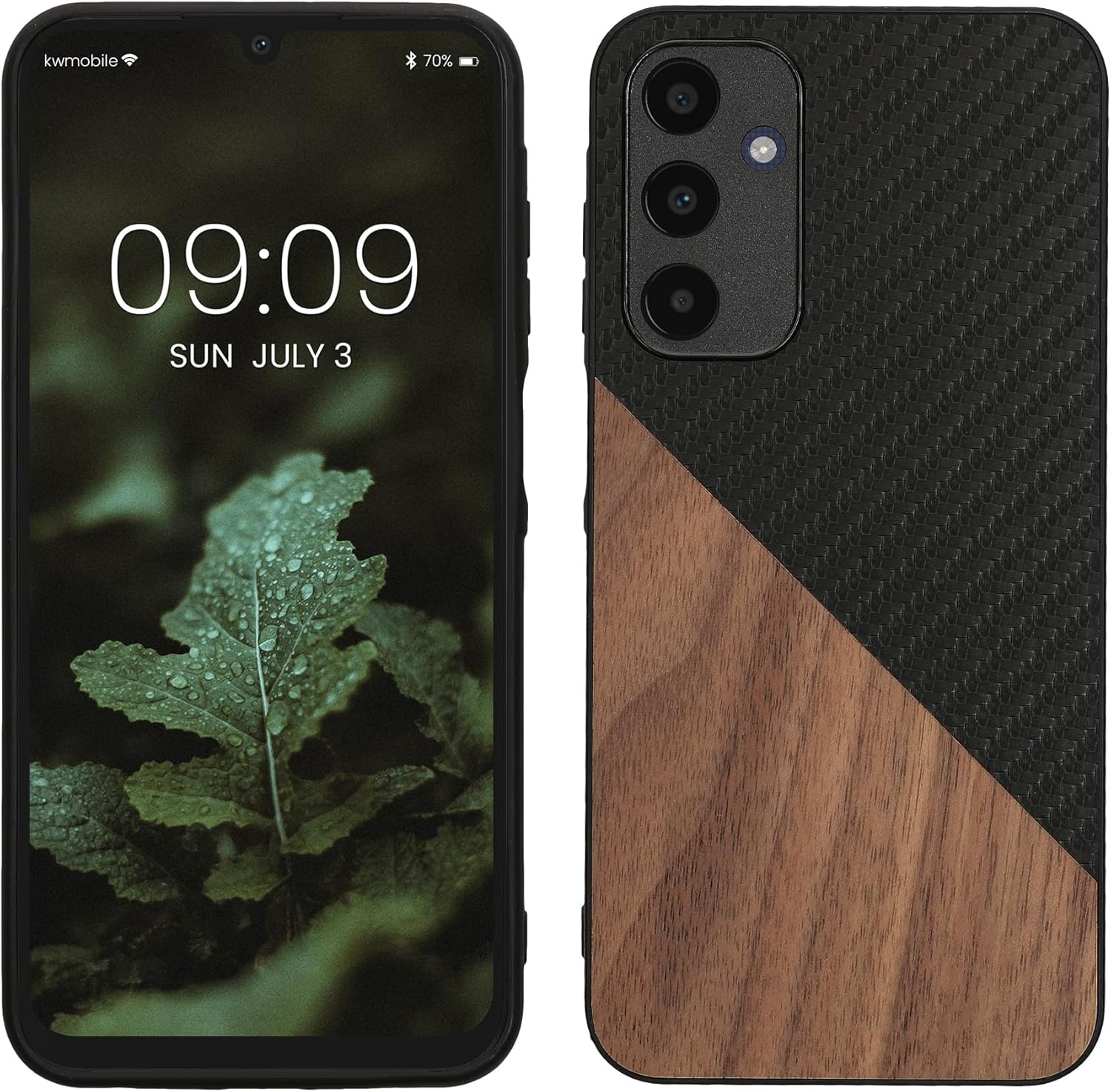 KW Samsung Galaxy A25 5G Θήκη από Φυσικό Ξύλο και Carbon - Dark Brown / Black