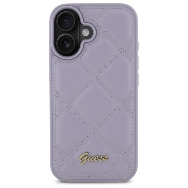 Guess iPhone 16 - Quiled Metal Logo Θήκη με Επένδυση Συνθετικού Δέρματος - Purple - GUHCP16SPSQSQSU