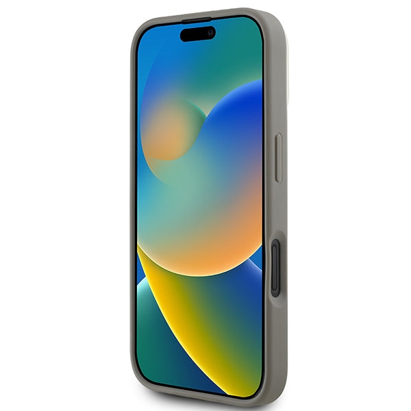 DKNY iPhone 16 - Checkered Pattern - MagSafe Σκληρή Θήκη με Επένδυση Συνθετικού Δέρματος - Beige