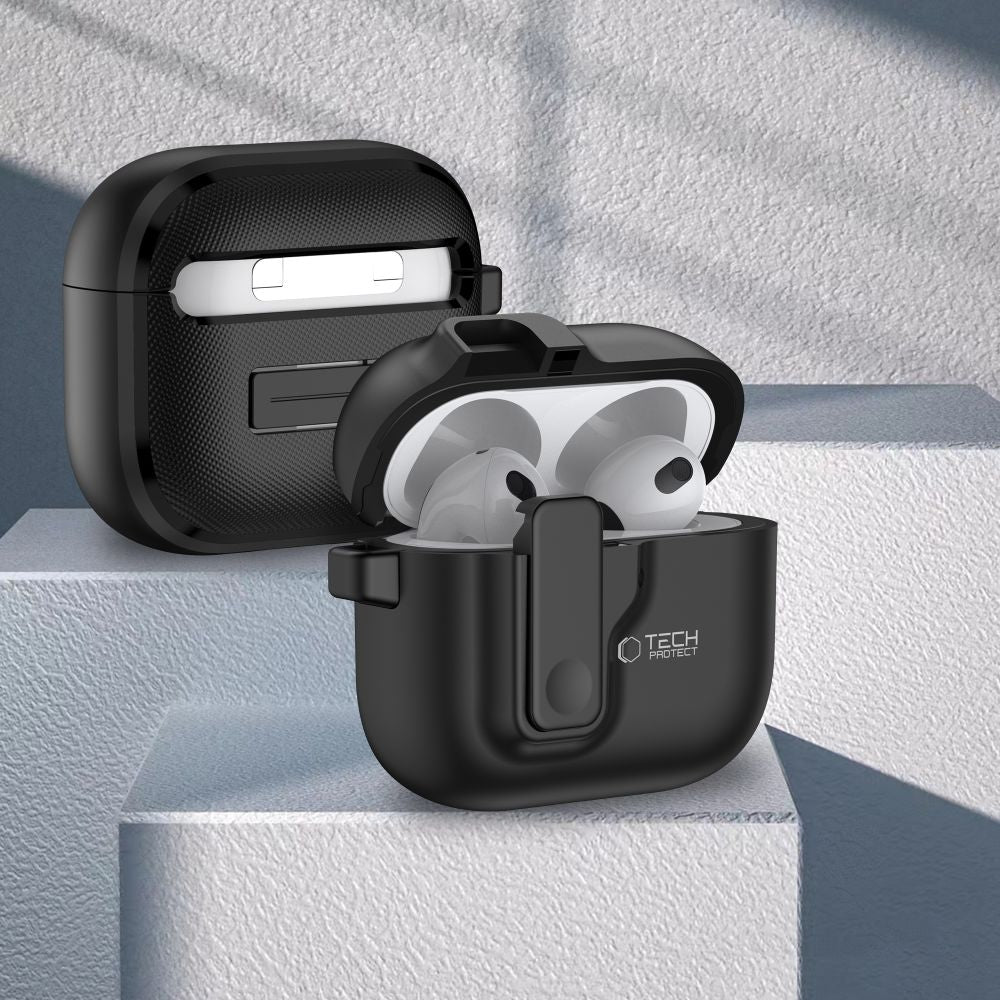 Tech-Protect AirPods 4 Θήκη από Σκληρό Πλαστικό - Slim Hook - Black