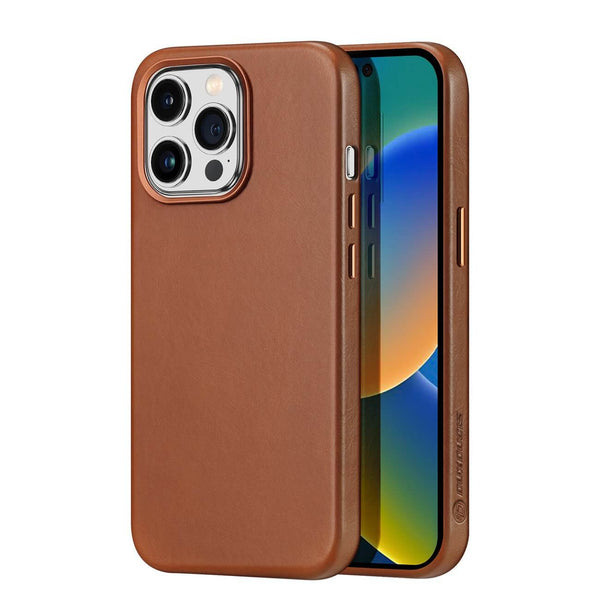 Dux Ducis iPhone 14 Pro Max Naples Leather Case Θήκη με Επένδυση Γνήσιου Δέρματος και MagSafe - Brown - likebrands.gr