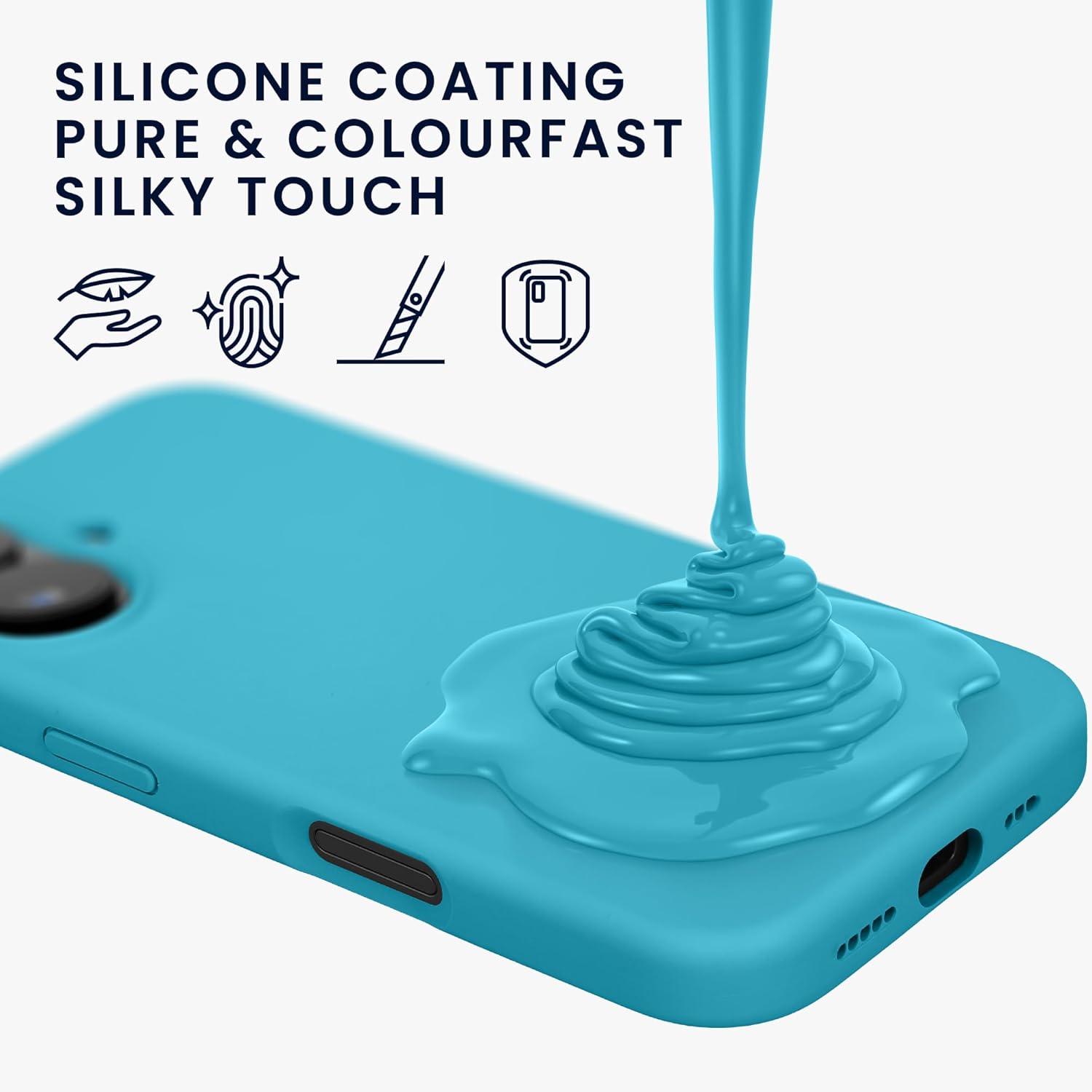 KW iPhone 16 Θήκη Σιλικόνης Rubberized TPU - Cool Glacier