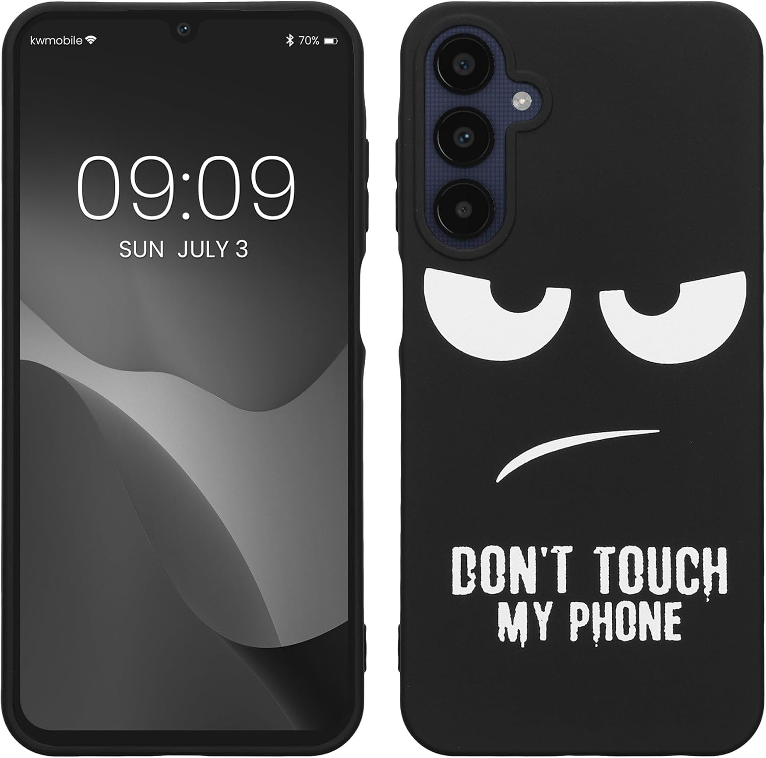 KW Samsung Galaxy A25 5G Λεπτή Θήκη Σιλικόνης TPU - Design Don't Touch My Phone - Black / White